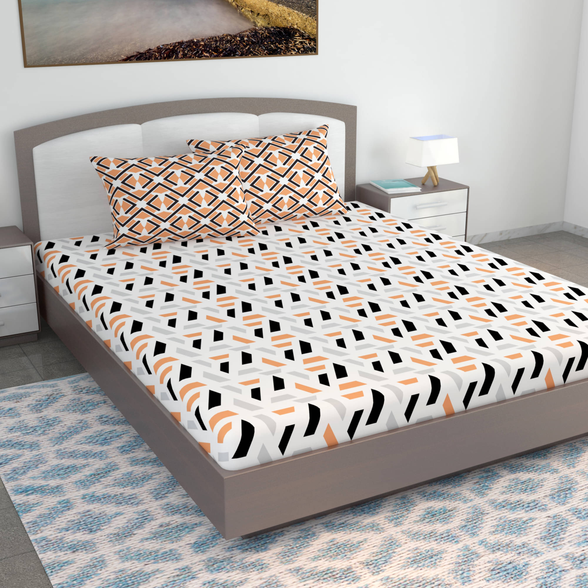     			DIVINE CASA Poly Cotton 1 Double King Bedsheet with 2 Pillow Covers ( Grey )