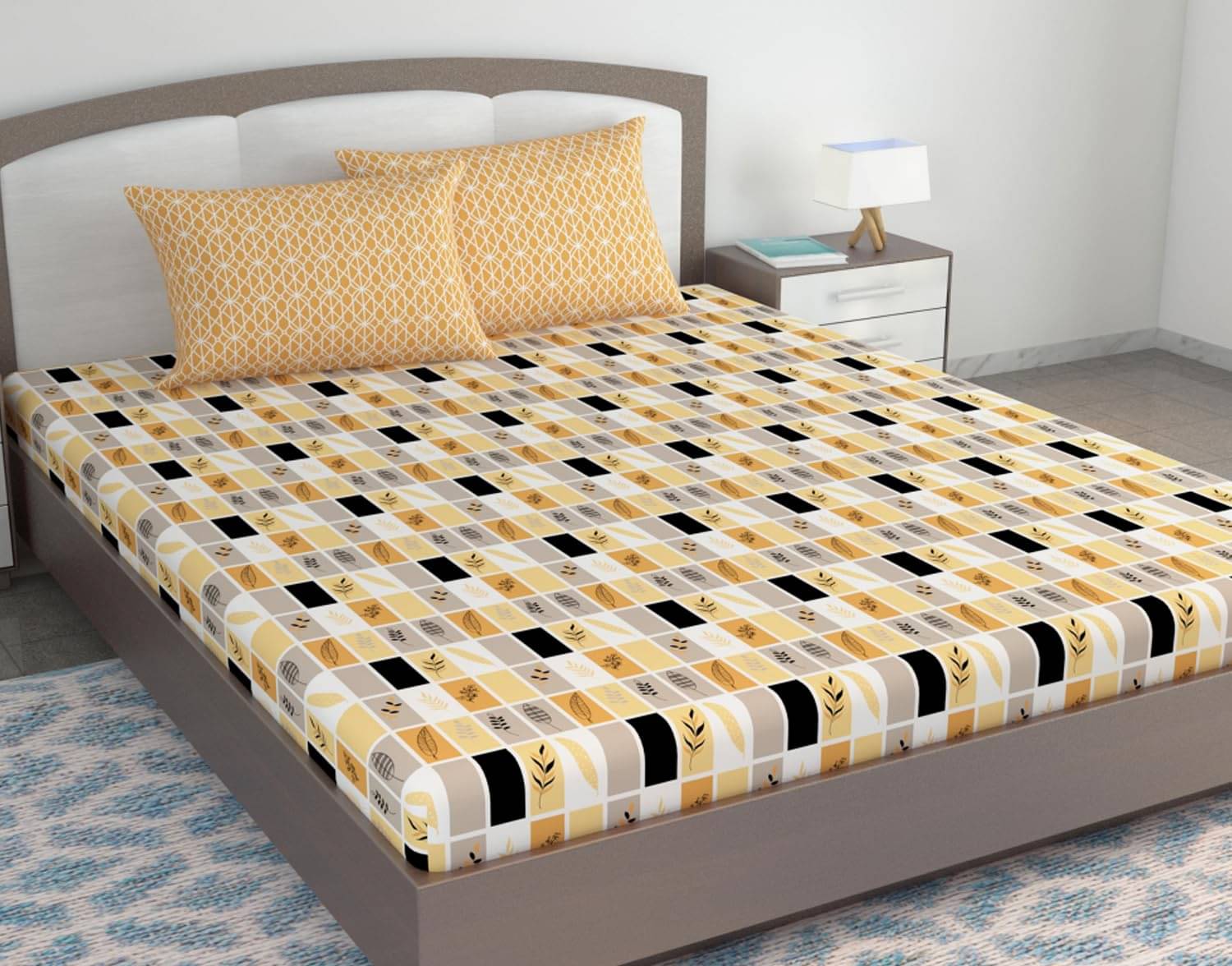     			DIVINE CASA Poly Cotton 1 Double King Bedsheet with 2 Pillow Covers ( Orange )