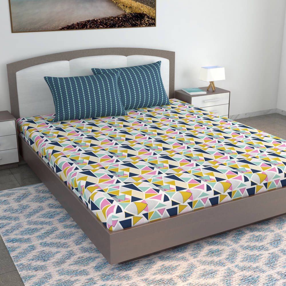 DIVINE CASA Poly Cotton 1 Double King Bedsheet with 2 Pillow Covers ( Multicolor ) DIVINE CASA Poly Cotton 1 Double King Bedsheet with 2 Pillow Covers ( Multicolor )