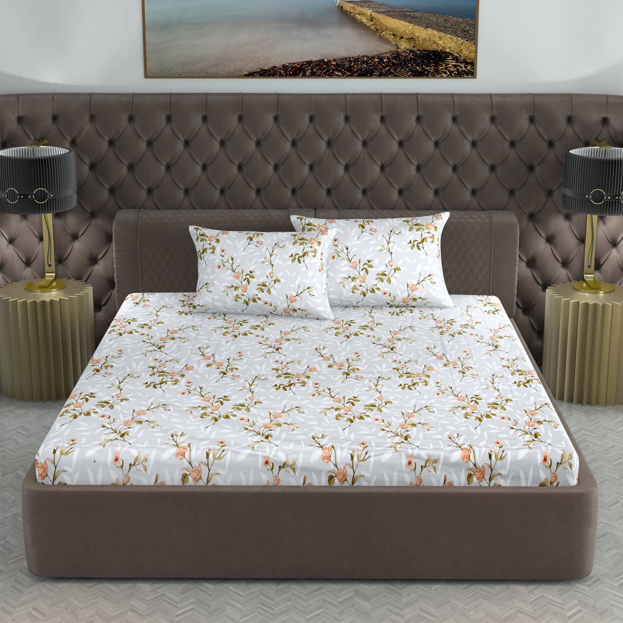     			DIVINE CASA Satin 1 Double King Bedsheet with 2 Pillow Covers ( Grey )