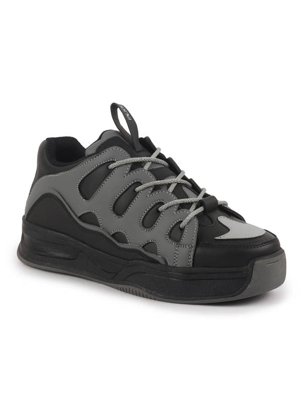     			Fausto FAUSTO Black  Streetwear Korean Rugged Sneaker Black Men's Sneakers