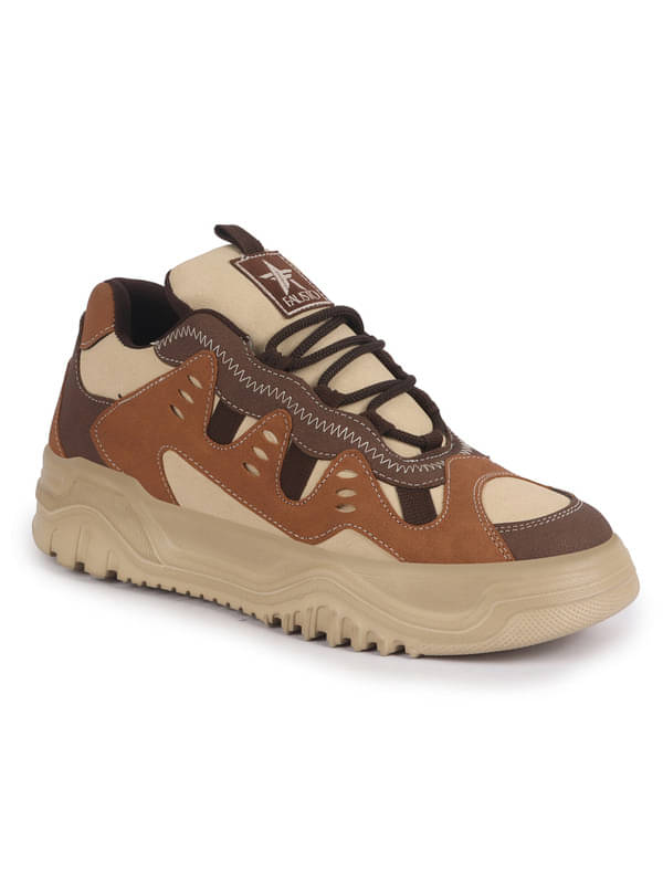     			Fausto FAUSTO Brown Athletic-Inspired Casual Sneaker Brown Men's Sneakers