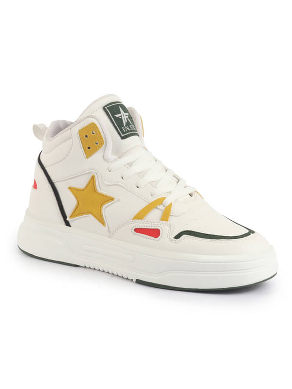    			Fausto FAUSTO High Top Breathable Lace Up Sneaker Shoes Yellow Men's Sneakers