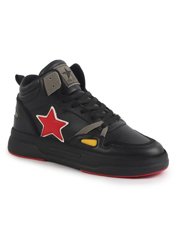     			Fausto FAUSTO High Top Breathable Lace-Up Sneaker Shoes Black Men's Sneakers