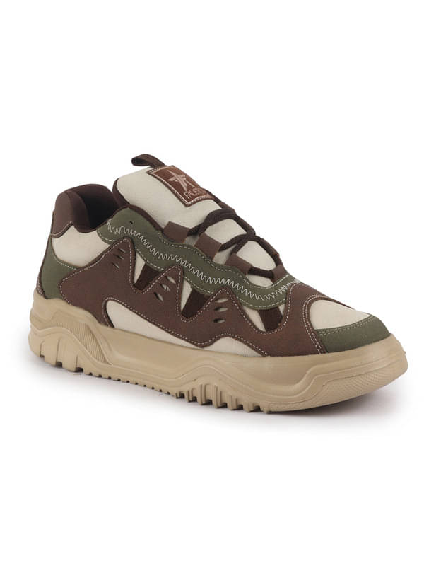     			Fausto FAUSTO Olive Athletic-Inspired Casual Sneaker Olive Men's Sneakers
