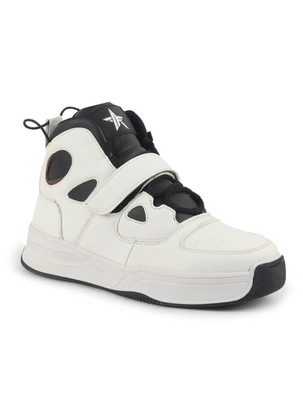     			Fausto FAUSTO White High Ankle Casual Lace Up Sneakers White Men's Sneakers