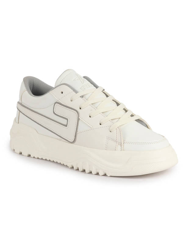    			Fausto FAUSTO White Low Top Chunky Lace-Up Sneaker Shoe White Men's Sneakers