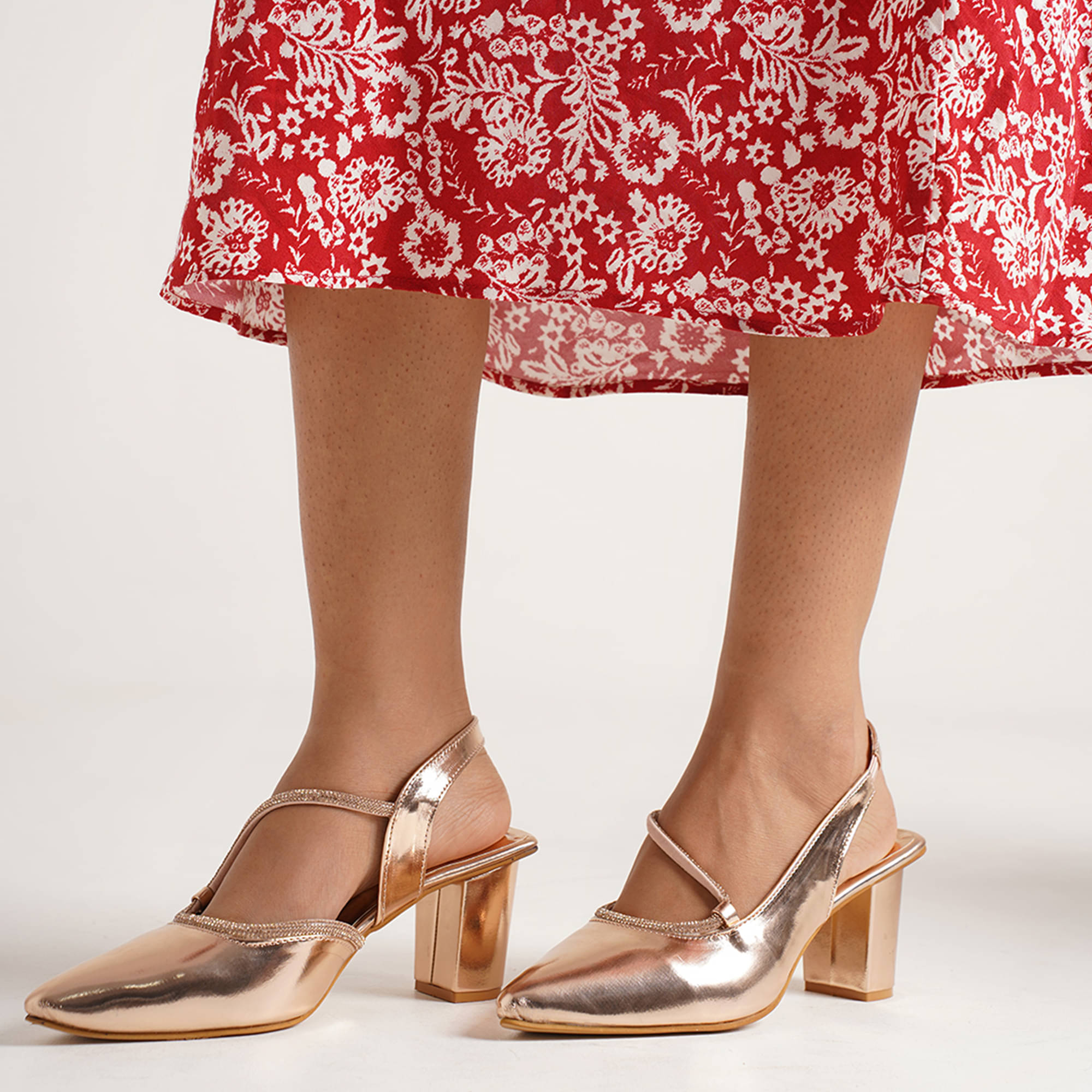     			JM Looks Rose Gold Women's Sandal Heels
