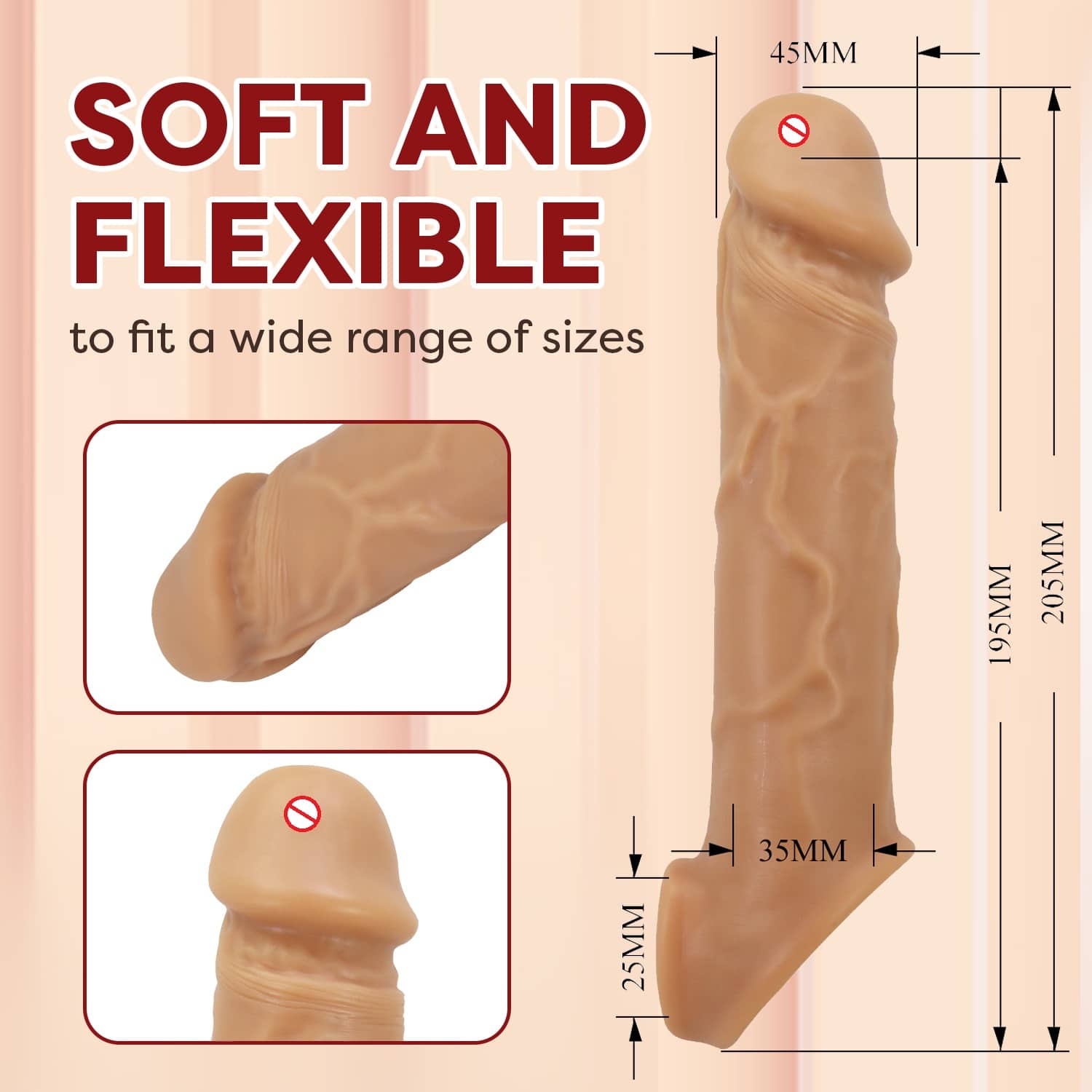 KAMAHOUSE 8.75 INCH 2 HOLE JUMBO EXTEDER CONDOOM PENIS SLEEVE  FOR MEN