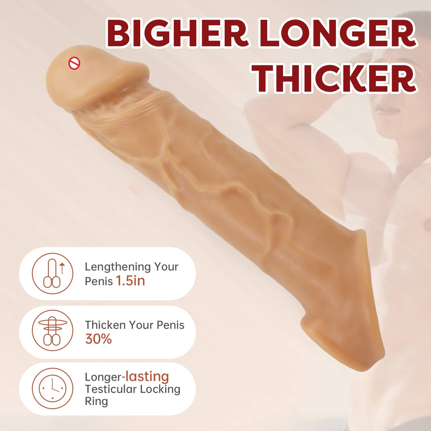 KAMAHOUSE 8.75 INCH 2 HOLE JUMBO EXTEDER CONDOOM PENIS SLEEVE FOR MEN