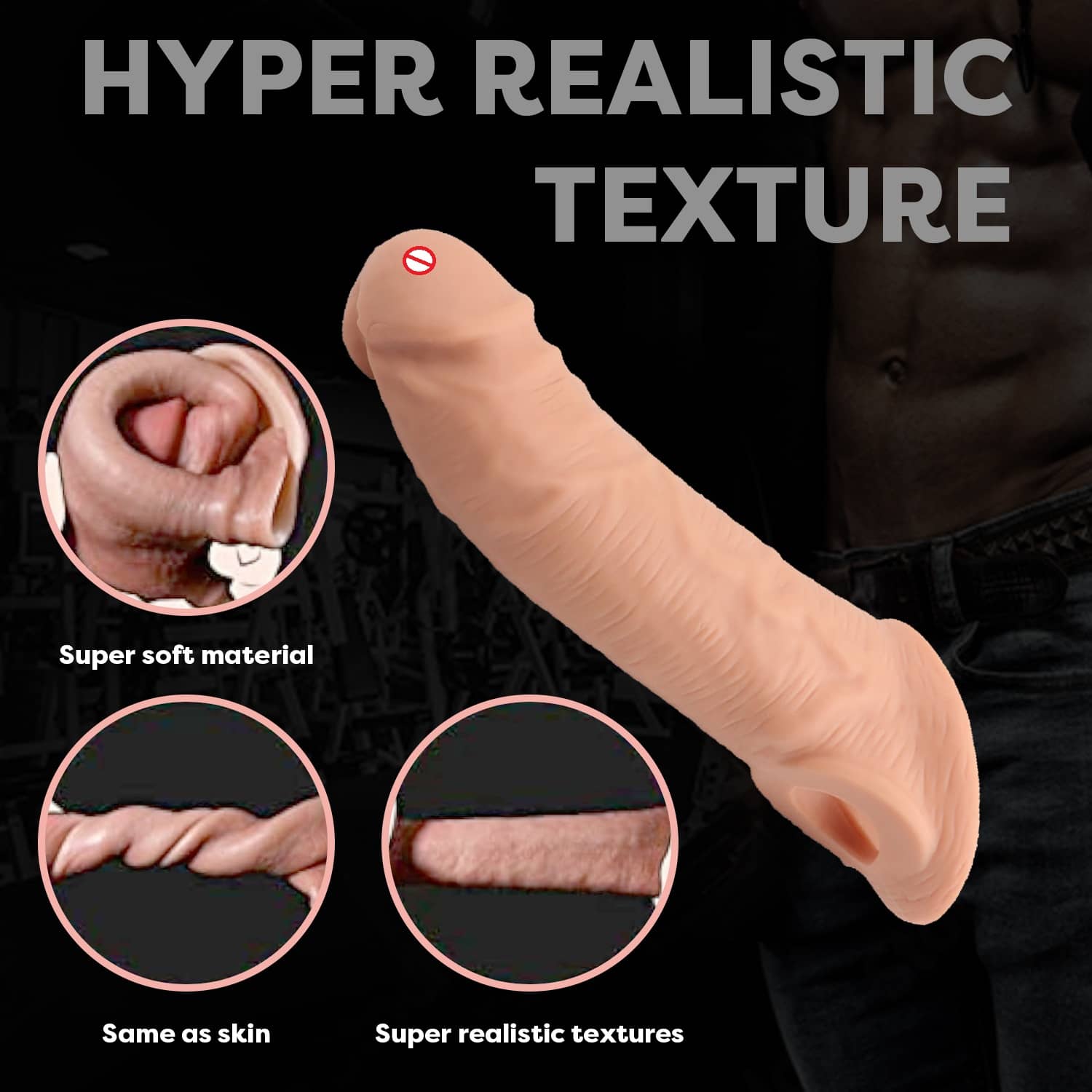 KAMAHOUSE 8.75 INCH 2 HOLE JUMBO EXTEDER CONDOOM PENIS SLEEVE FOR MEN