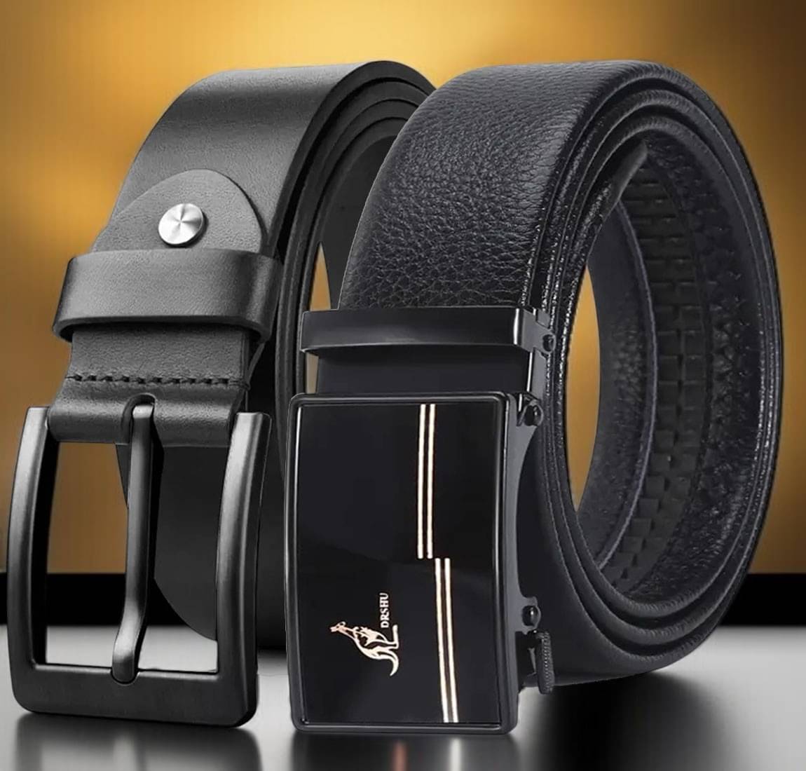 Loopa - Black Leather Men's Formal Belt ( Pack of 2 ) Loopa - Black Leather Men's Formal Belt ( Pack of 2 )