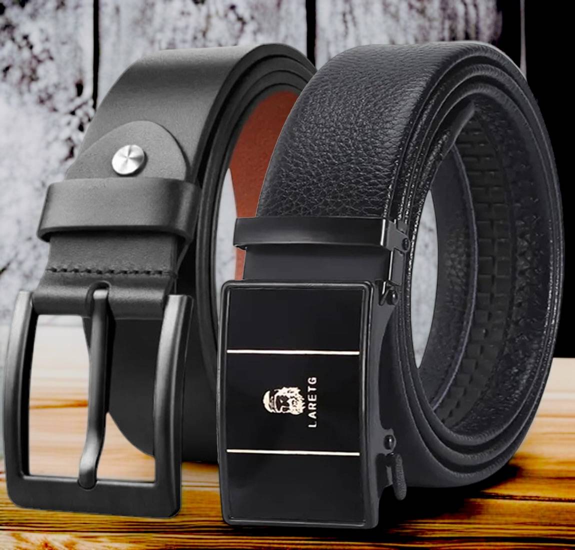     			Loopa - Black Leather Men's Formal Belt ( Pack of 2 )