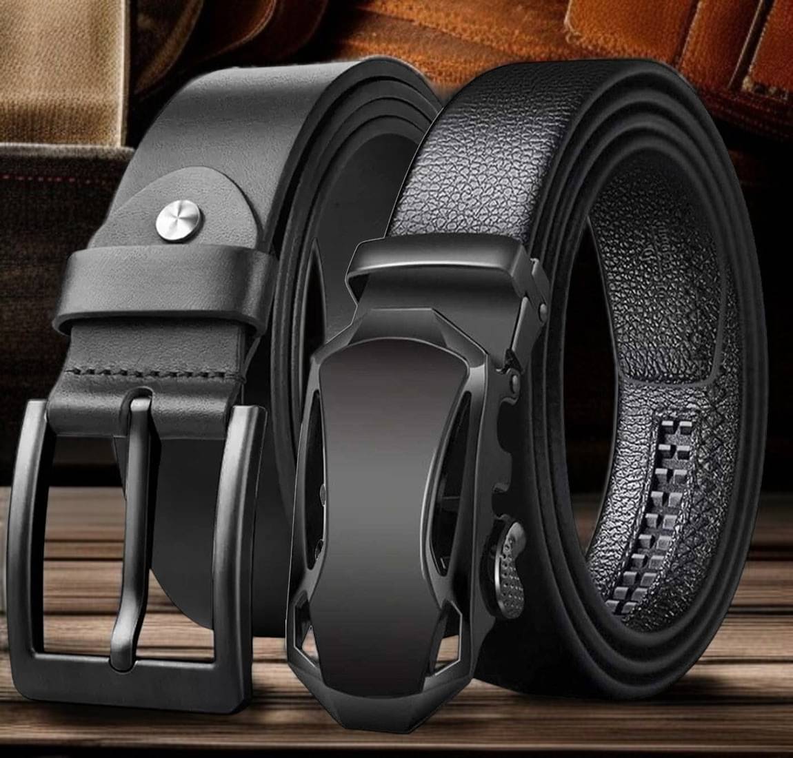 Loopa - Black Leather Men's Formal Belt ( Pack of 2 ) Loopa - Black Leather Men's Formal Belt ( Pack of 2 )