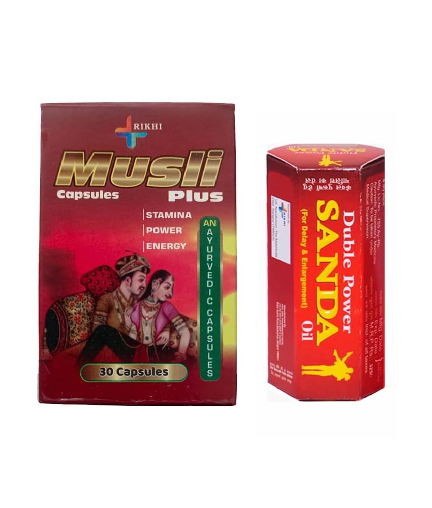     			Musli Plus xtra Power Capsule with safed musli Shilajit 30 Capsule with Sandda oil 15ml Combo