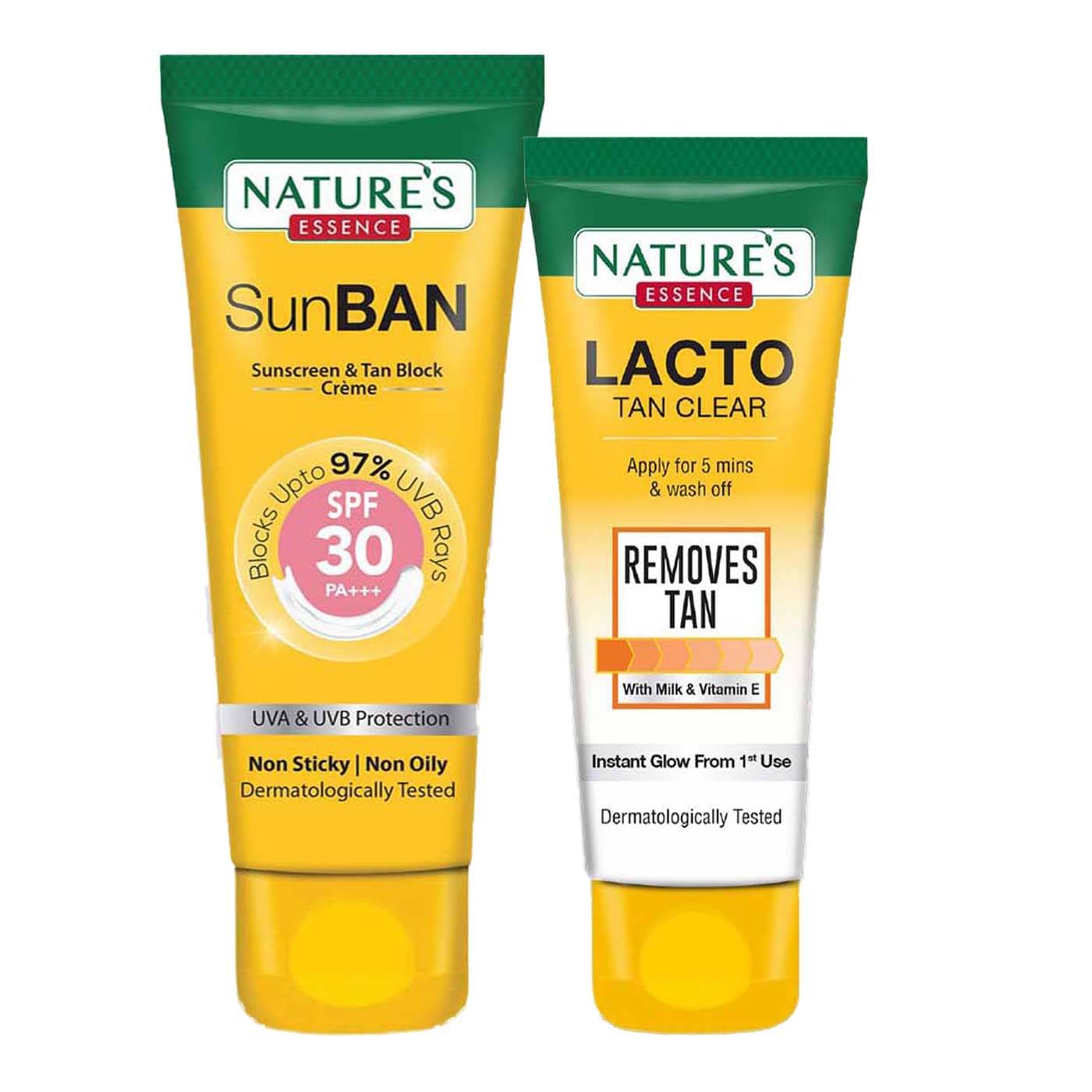     			Nature's Essence SunBan Sunscreen Spf 30 120ml + Lacto Tan Clear 100g (Pack of 2)