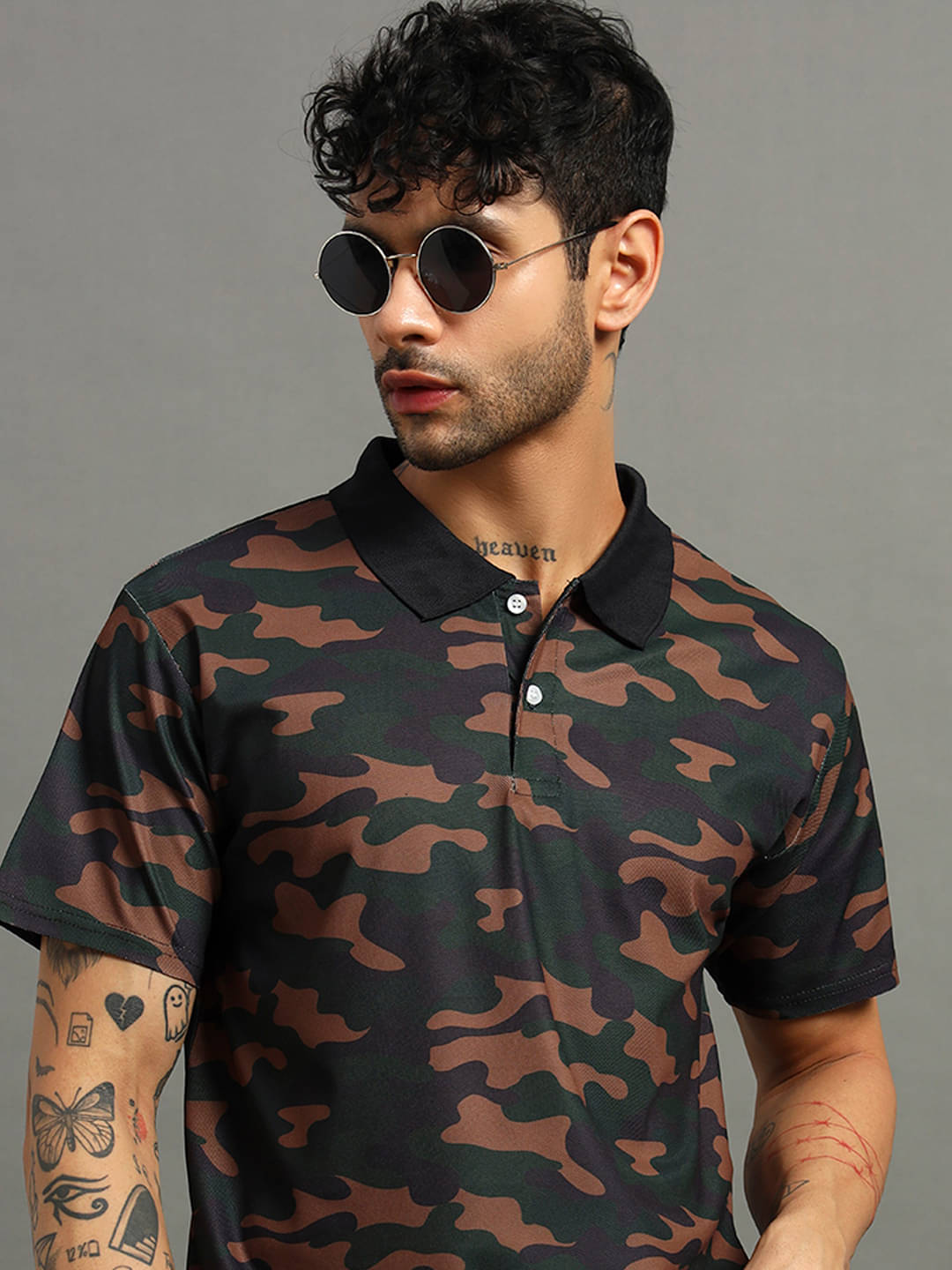 Nins Moda Men Cotton Blend Regular Fit Printed Polo T Shirt ( Dark Grey )     			Nins Moda Men Cotton Blend Regular Fit Printed Polo T Shirt ( Dark Grey )