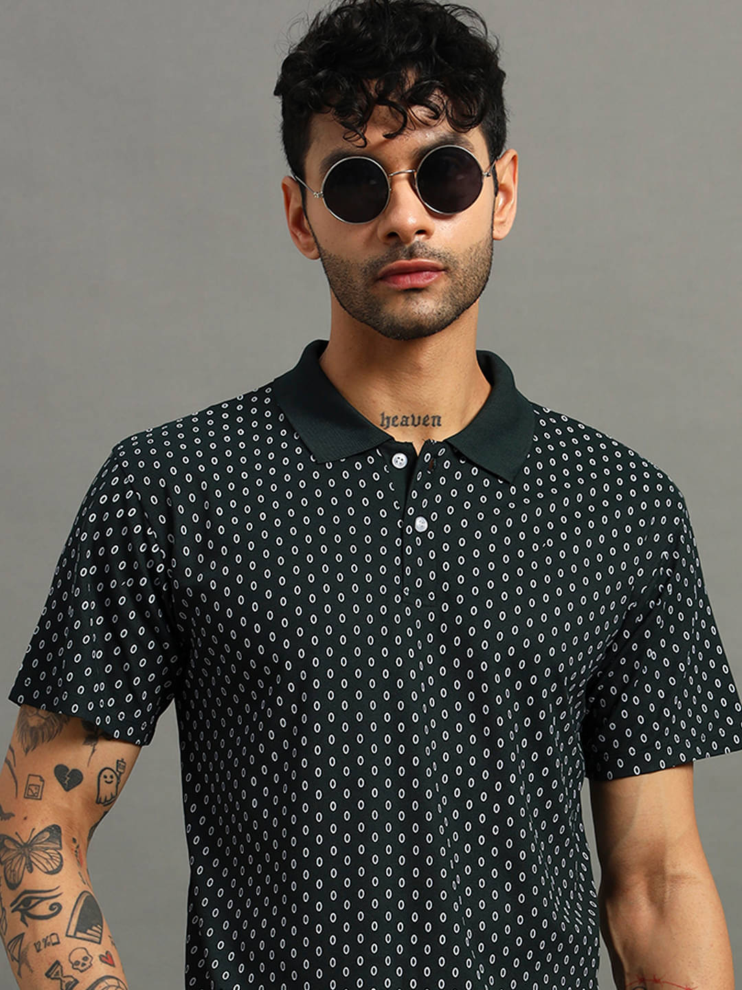     			Nins Moda Men Cotton Blend Regular Fit Printed Polo T Shirt ( Dark Grey )