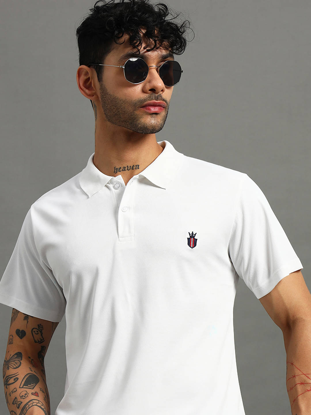     			Nins Moda Men Cotton Blend Regular Fit Solid Polo T Shirt ( White )