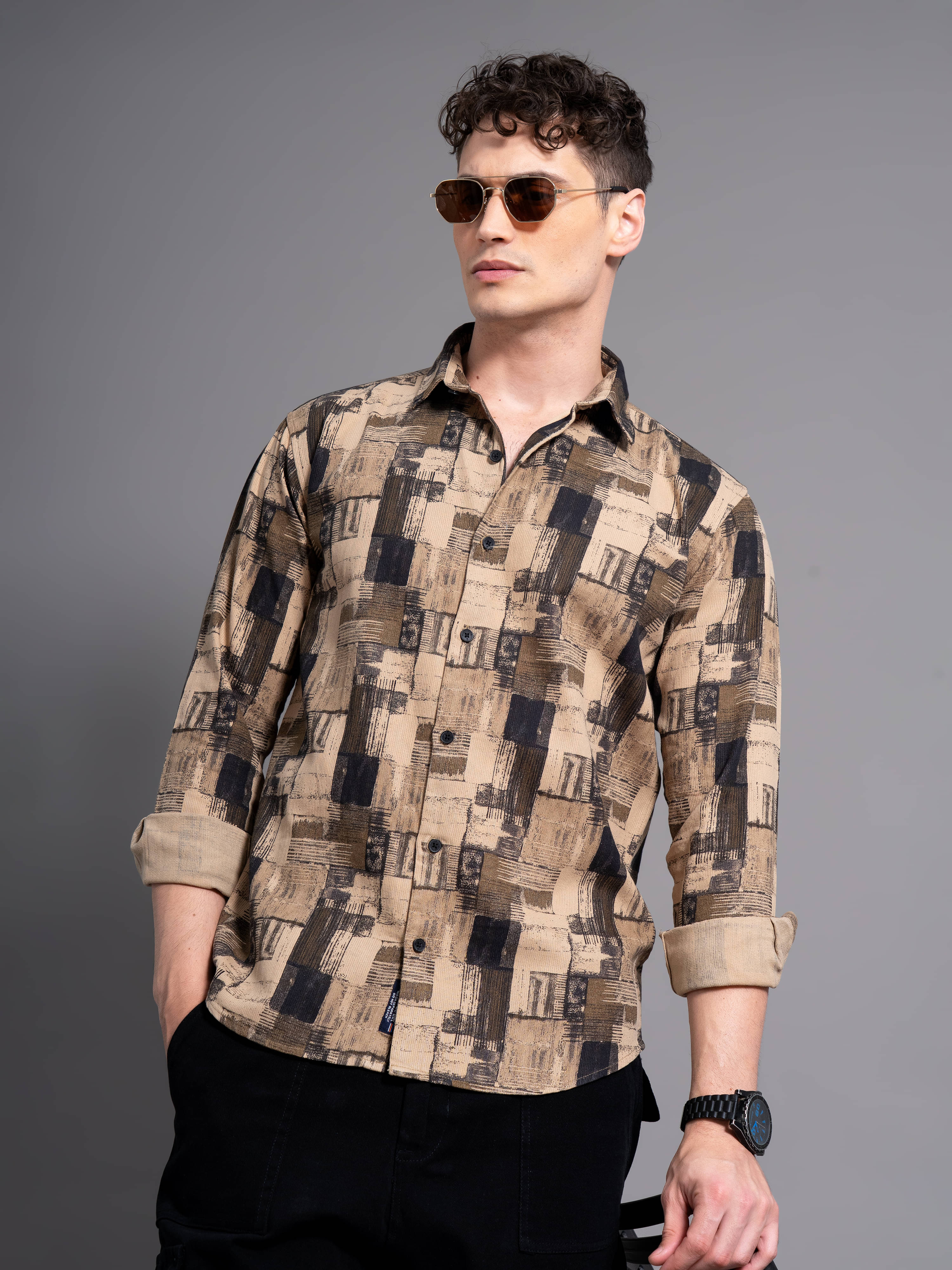     			Paul Street 100% Cotton Slim Fit Printed Full Sleeves Men's Casual Shirt - Brown ( Pack of 1 )
