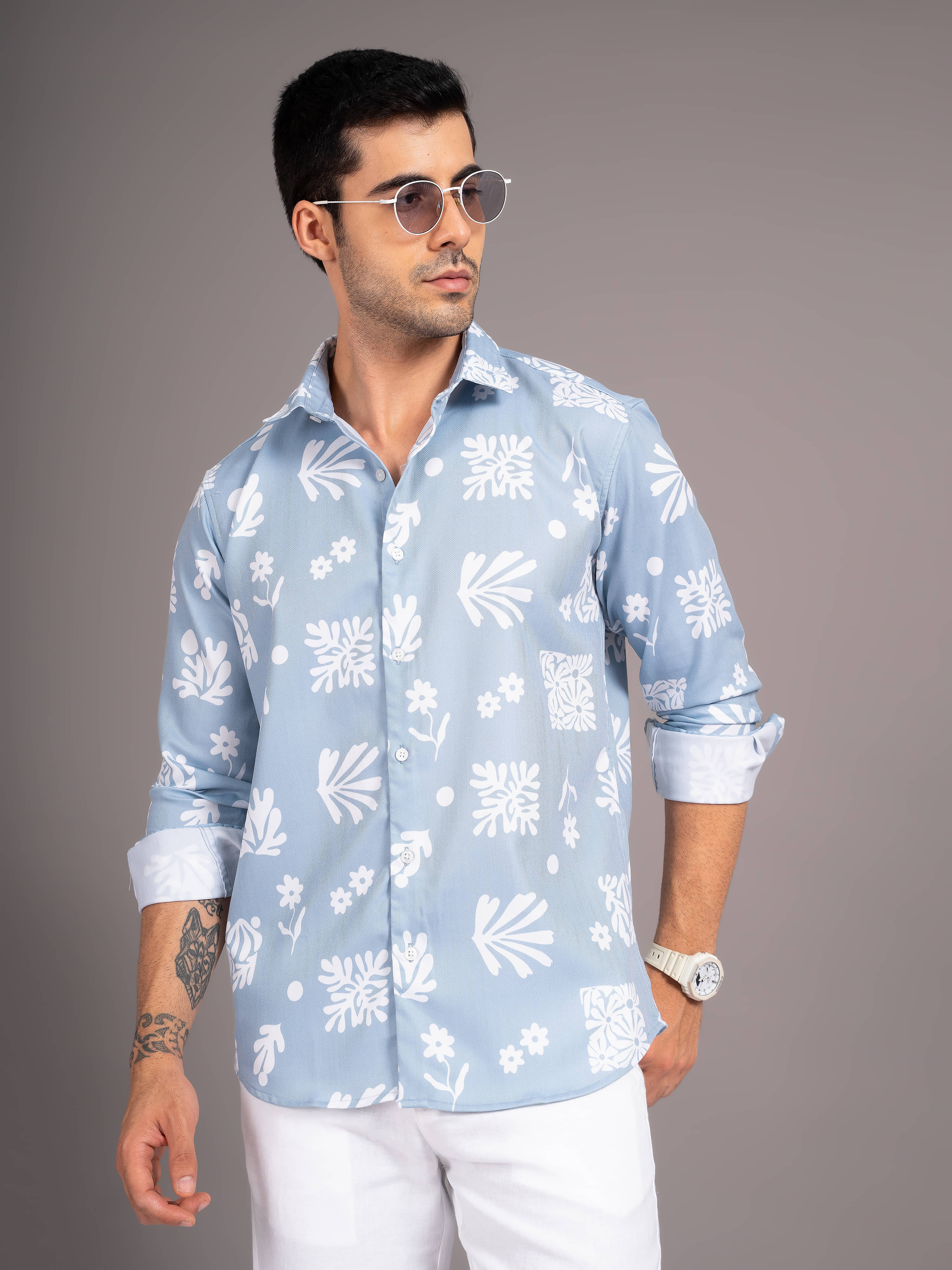     			Paul Street Linen Slim Fit Printed Full Sleeves Men's Casual Shirt - Blue ( Pack of 1 )