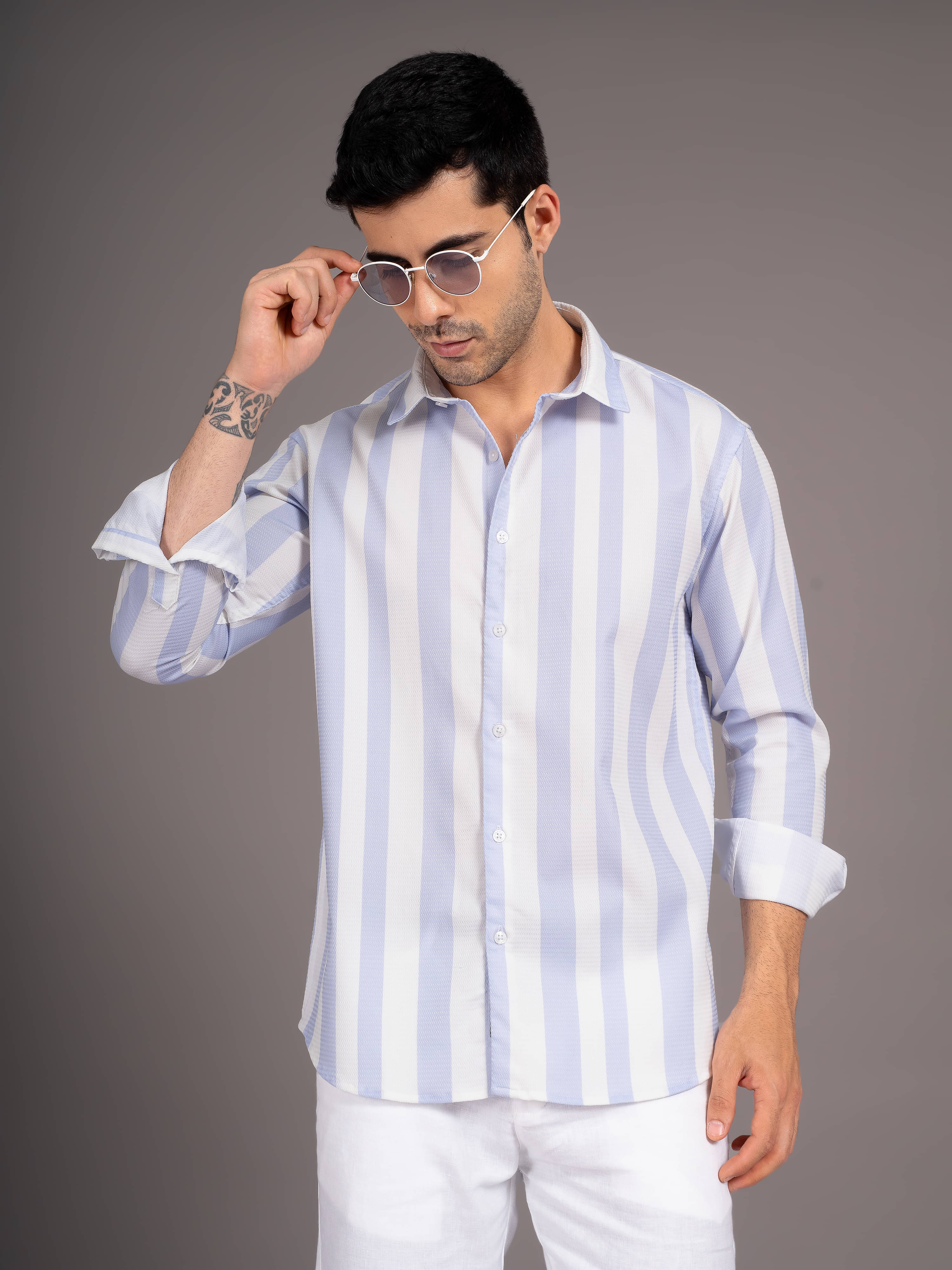 Paul Street Linen Slim Fit Striped Full Sleeves Men's Casual Shirt - Blue ( Pack of 1 ) Paul Street Linen Slim Fit Striped Full Sleeves Men's Casual Shirt - Blue ( Pack of 1 )