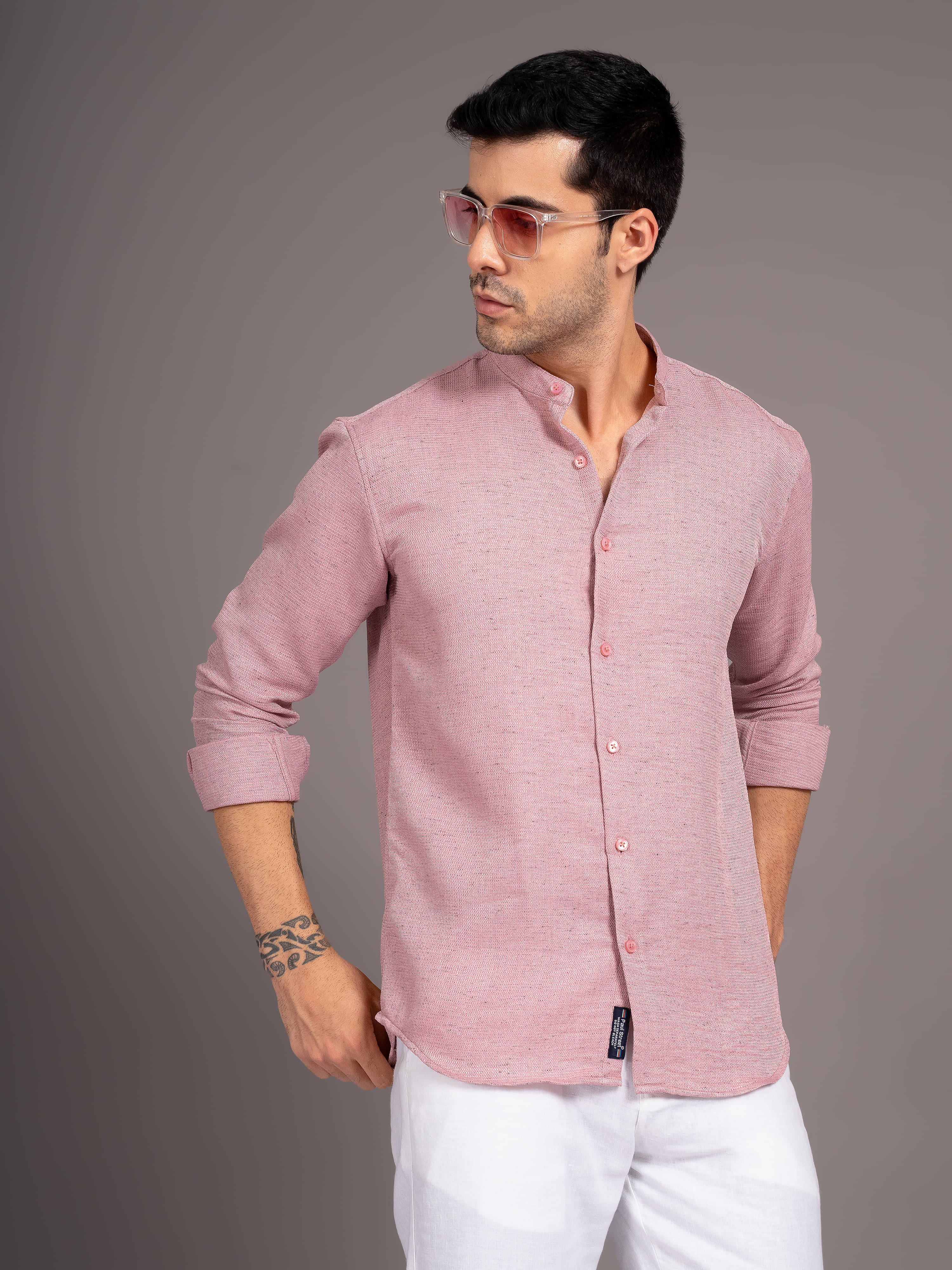     			Paul Street Polyester Slim Fit Self Design Full Sleeves Men's Casual Shirt - Pink ( Pack of 1 )