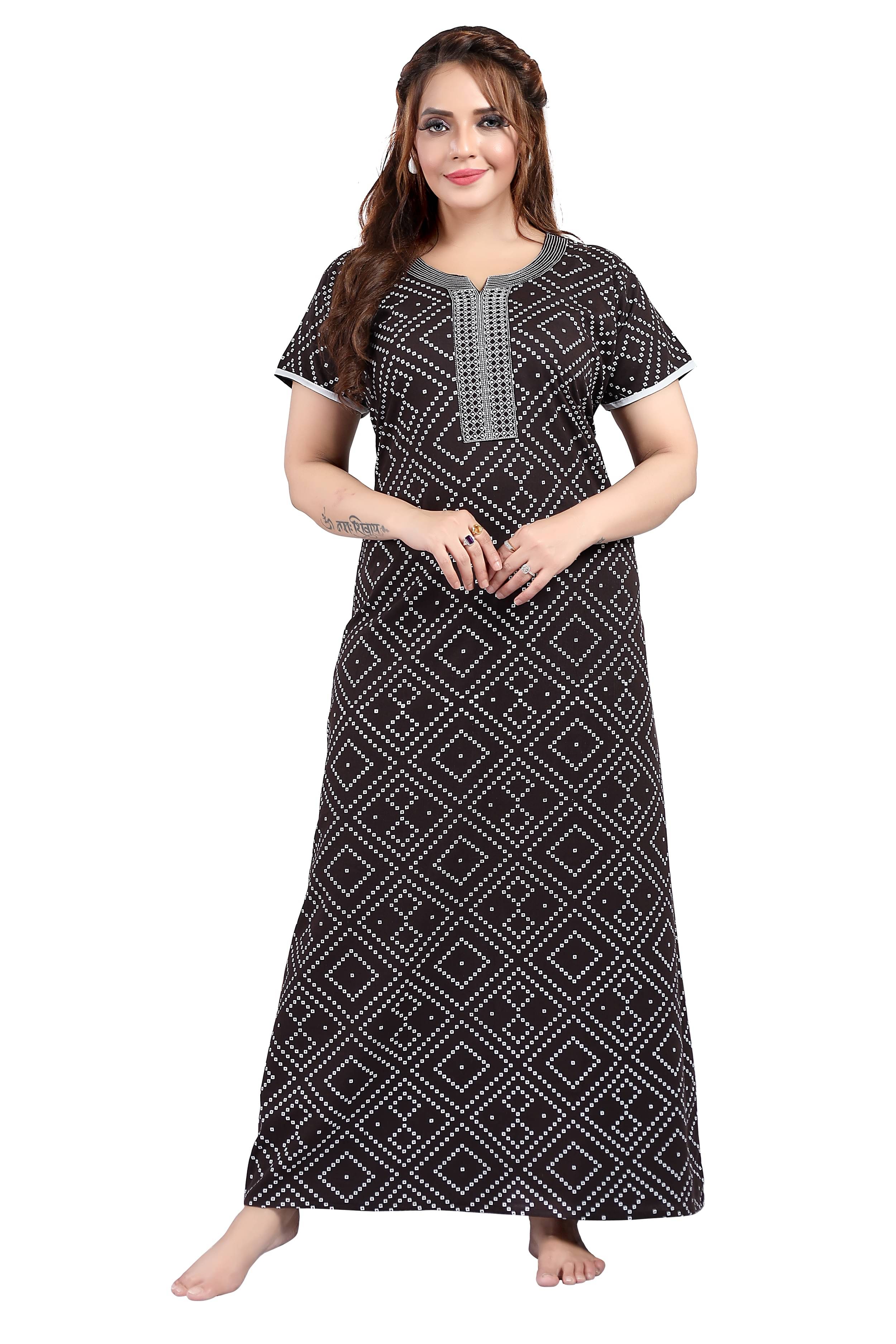     			SHLOKE Black Cotton Women's Nightwear Nighty & Night Gowns ( Pack of 1 )