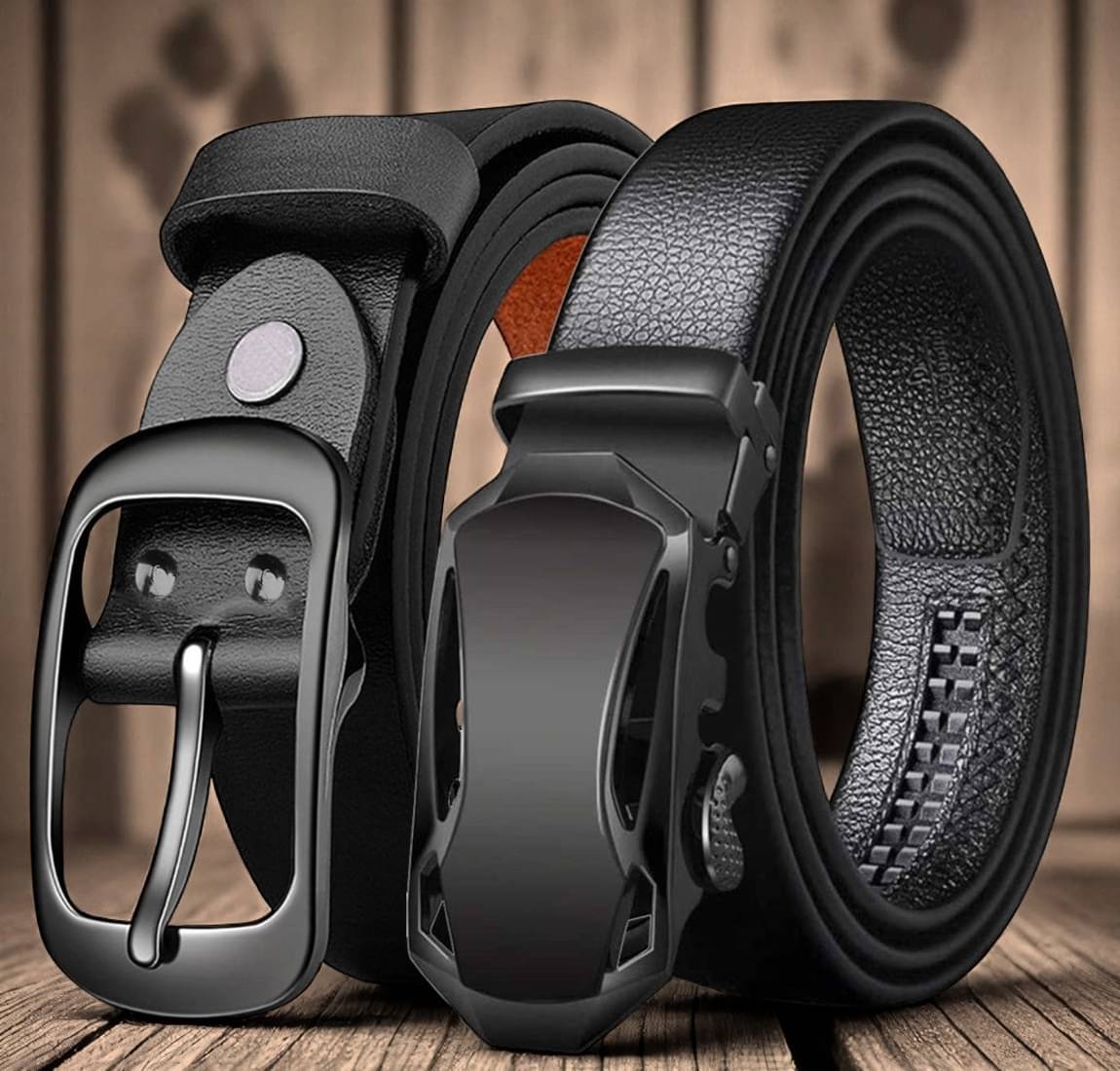 SUNSHOPPING - Black Leather Men's Formal Belt ( Pack of 2 )     			SUNSHOPPING - Black Leather Men's Formal Belt ( Pack of 2 )