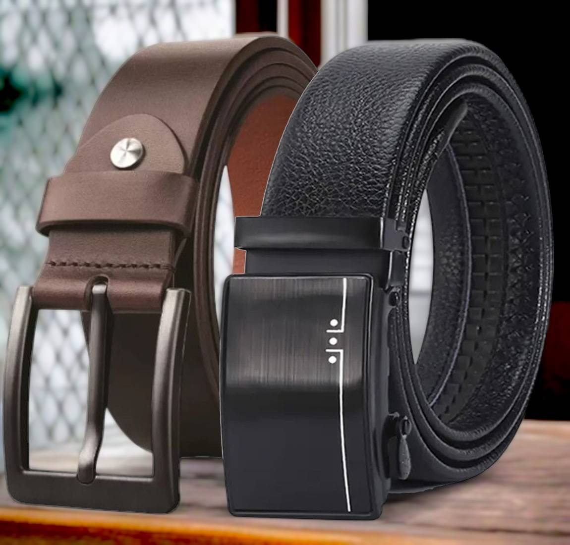     			SUNSHOPPING - Multi Leather Men's Formal Belt ( Pack of 2 )