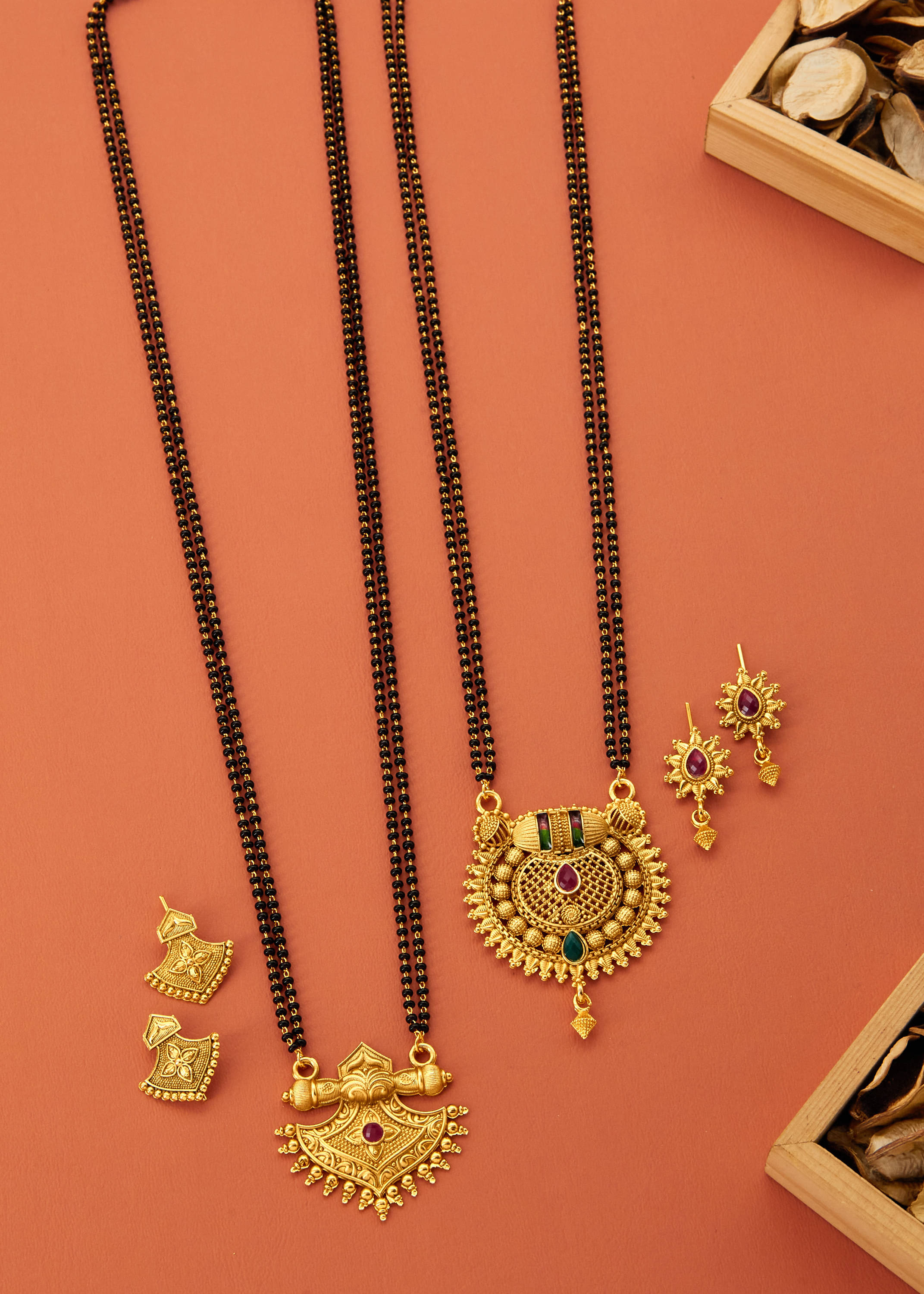 Seora Golden Mangalsutra Set ( Pack of 2 ) Seora Golden Mangalsutra Set ( Pack of 2 )