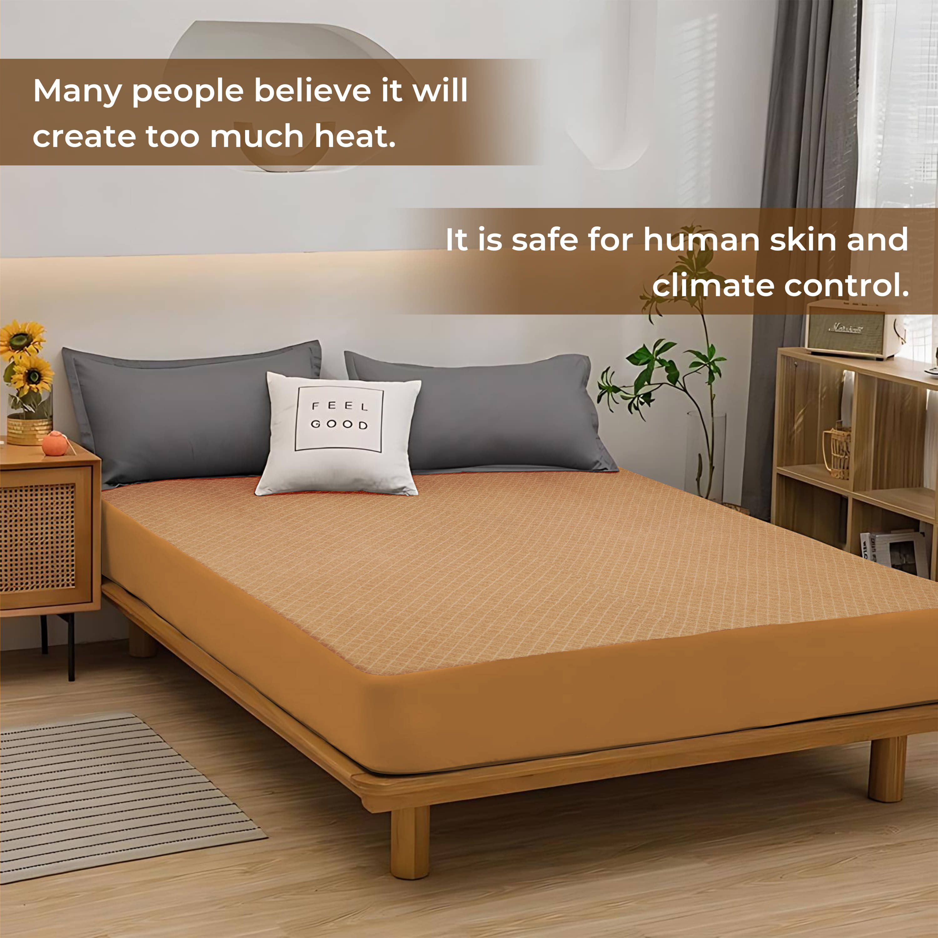     			The Sleep Protectors Beige Polyester Mattress Cover