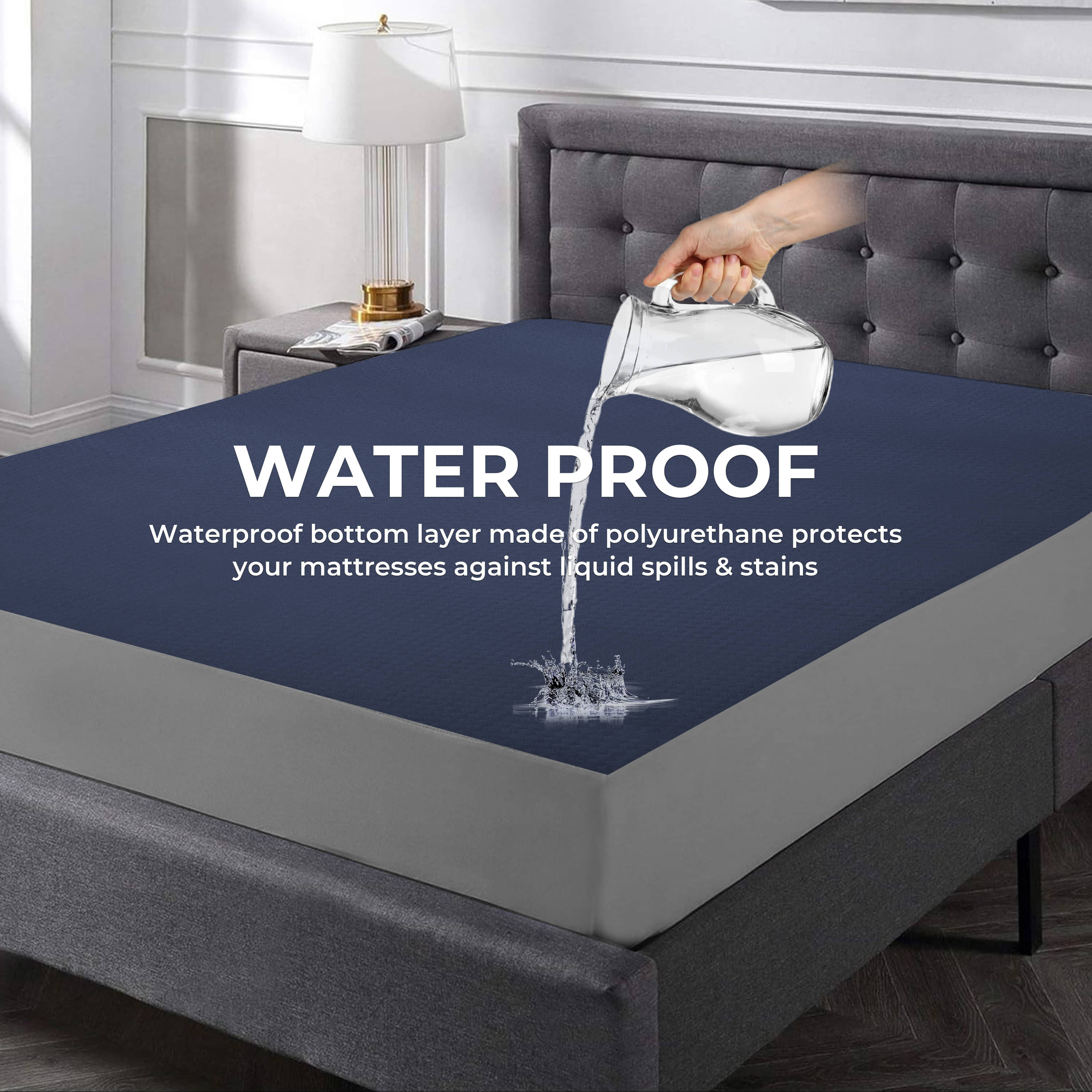 The Sleep Protectors Navy Blue Polyester Mattress Cover The Sleep Protectors Navy Blue Polyester Mattress Cover
