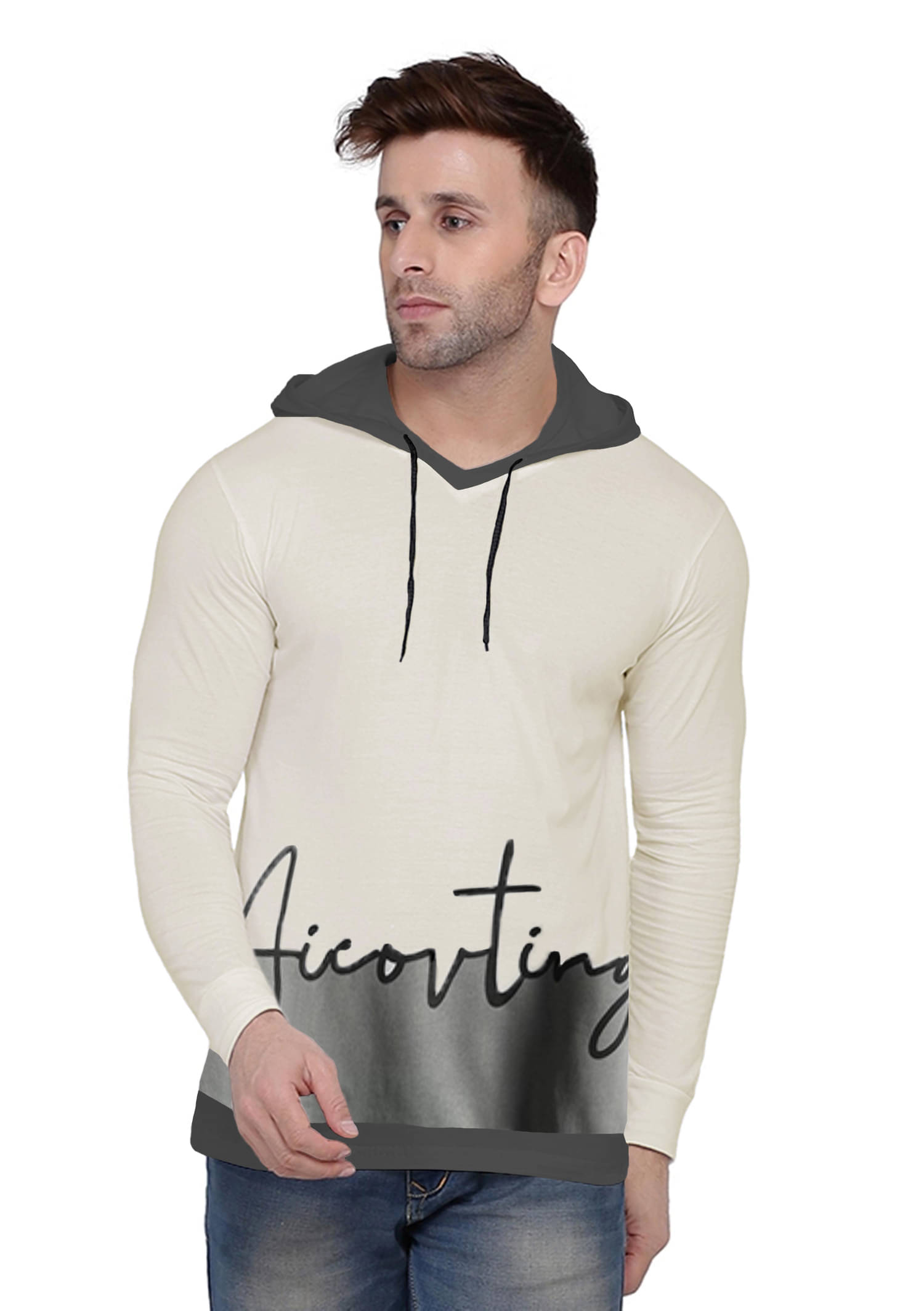 Try This Cotton Blend Regular Fit Colorblock Full Sleeves Men's Hooded T-Shirt - White ( Pack of 1 ) Try This Cotton Blend Regular Fit Colorblock Full Sleeves Men's Hooded T-Shirt - White ( Pack of 1 )
