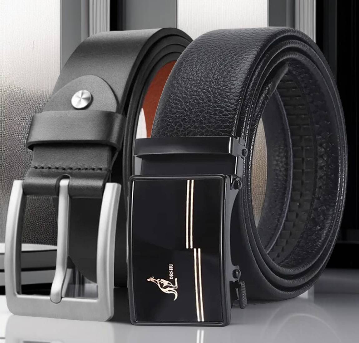WARCKS - Black Leather Men's Formal Belt ( Pack of 2 )     			WARCKS - Black Leather Men's Formal Belt ( Pack of 2 )