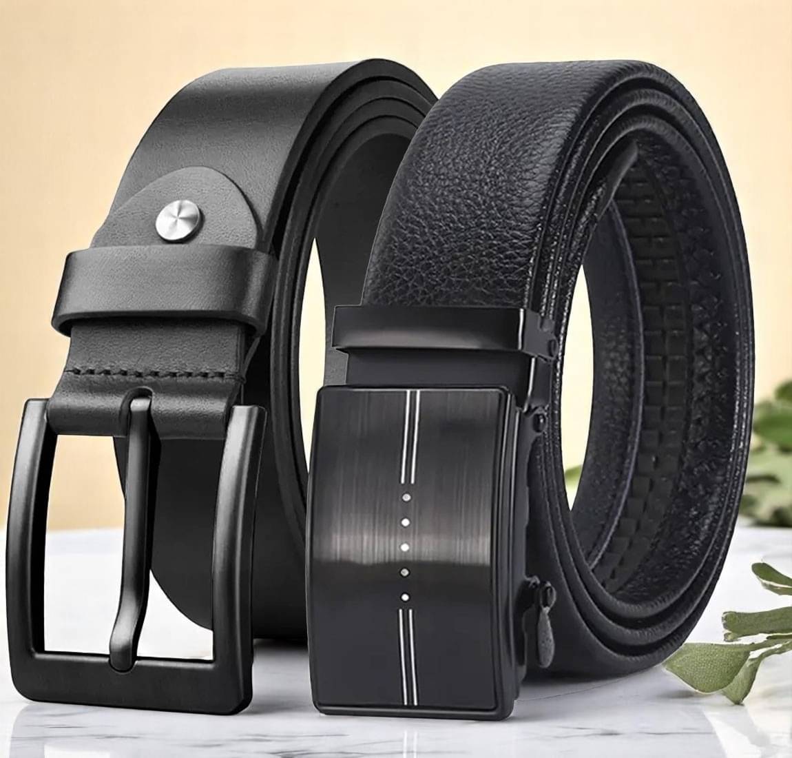WARCKS - Black Leather Men's Formal Belt ( Pack of 2 )     			WARCKS - Black Leather Men's Formal Belt ( Pack of 2 )