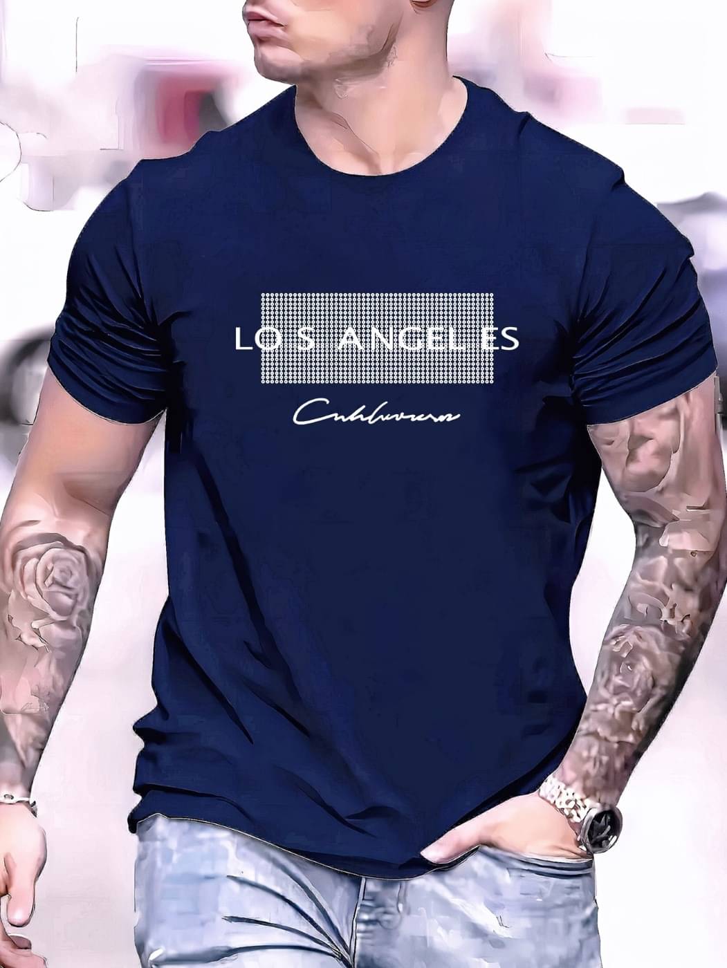     			WILD ELEPHANT Men Polyester Regular Fit Printed T-Shirt ( Navy Blue )