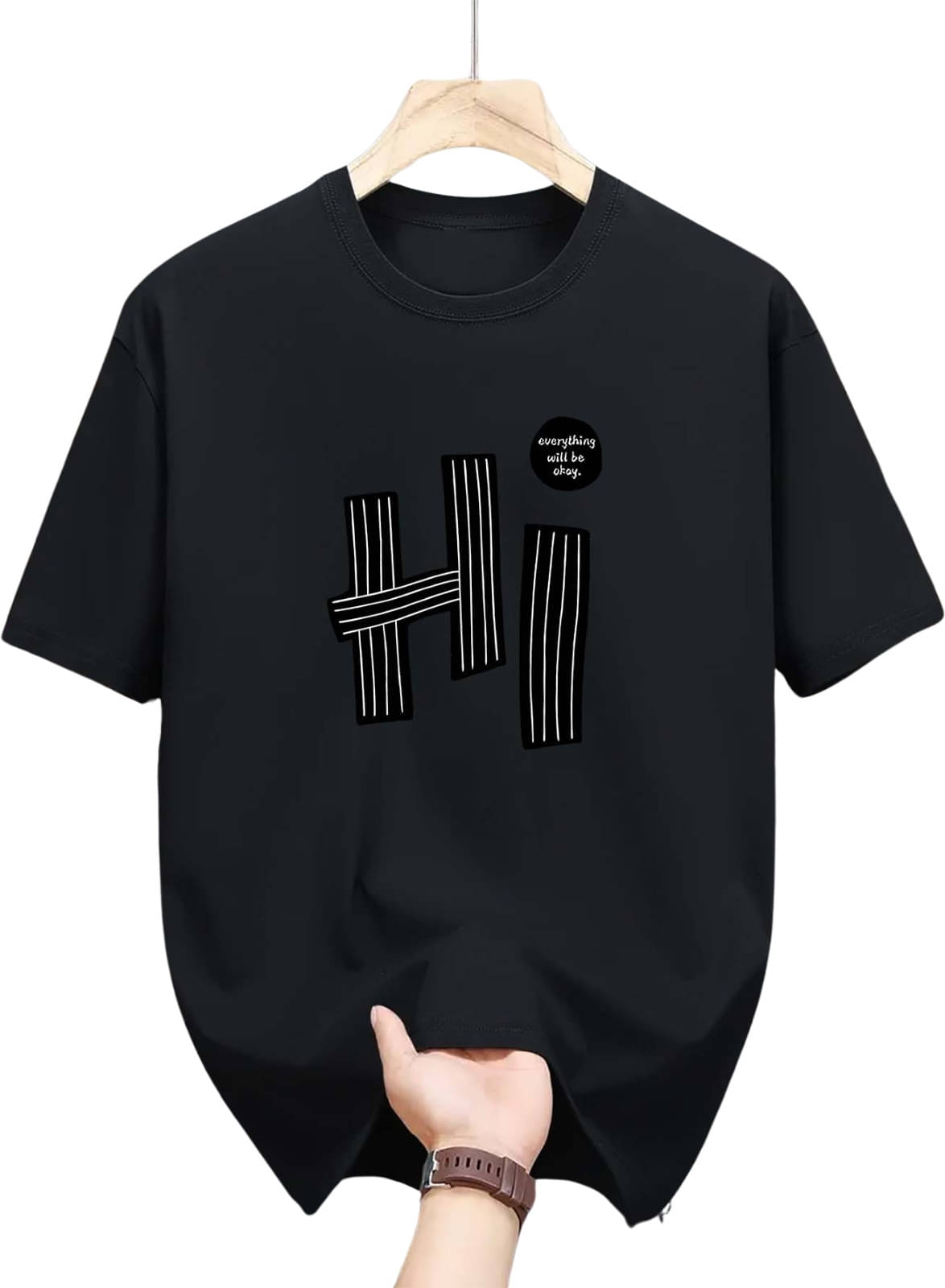     			WILD ELEPHANT Men Polyester Regular Fit Printed T-Shirt ( Black )