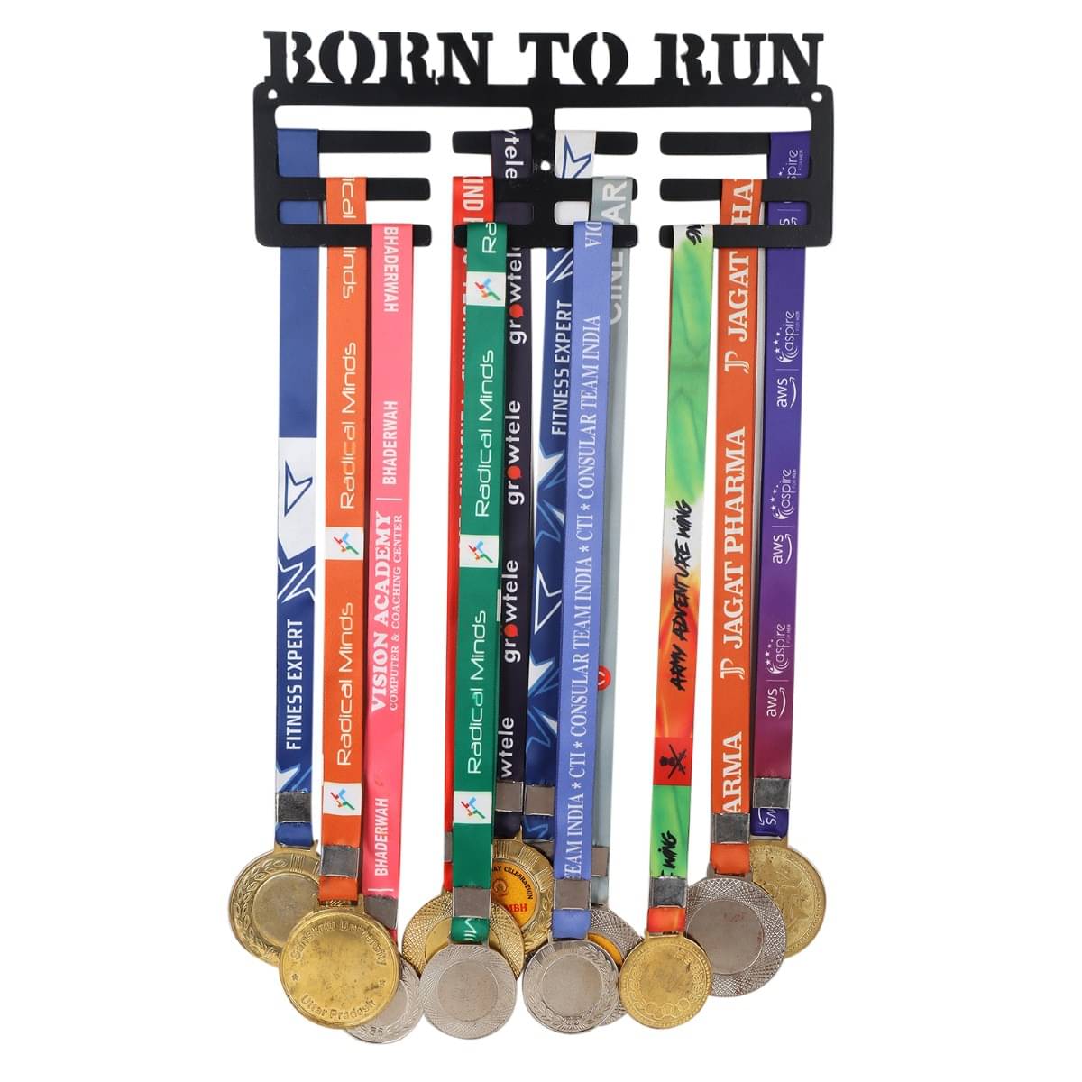 SAFINAT Metal Medal Hanger - Black | Holds 25-30 Medals | 30x12x1 cm | Wall Mount Display Frame SAFINAT Metal Medal Hanger - Black | Holds 25-30 Medals | 30x12x1 cm | Wall Mount Display Frame