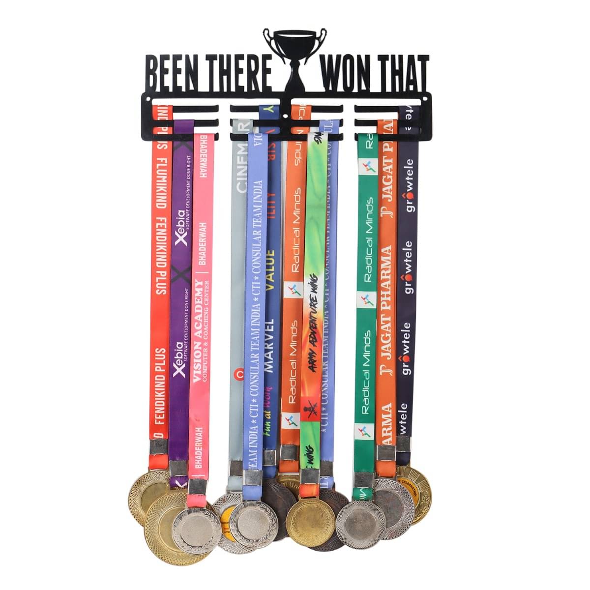     			SAFINAT Metal Medal Hanger - Black | Holds 25-30 Medals | 30x12x1 cm | Wall Mount Display Frame