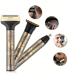 GEEMY CLASSIC HAIR TRIMMER GM-8045 HAIR STYLE MACHINE PROFESSIONAL HAIR CLIPPER 3-in-1 Beard trimmer Gold Cordless Beard Trimmer With 120 minutes Runtime