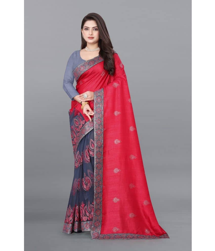A TO Z CART Silk Embellished Saree With Unstitched Blouse Piece ( Pink ) - Sarees | Buy online on ZillyBuy