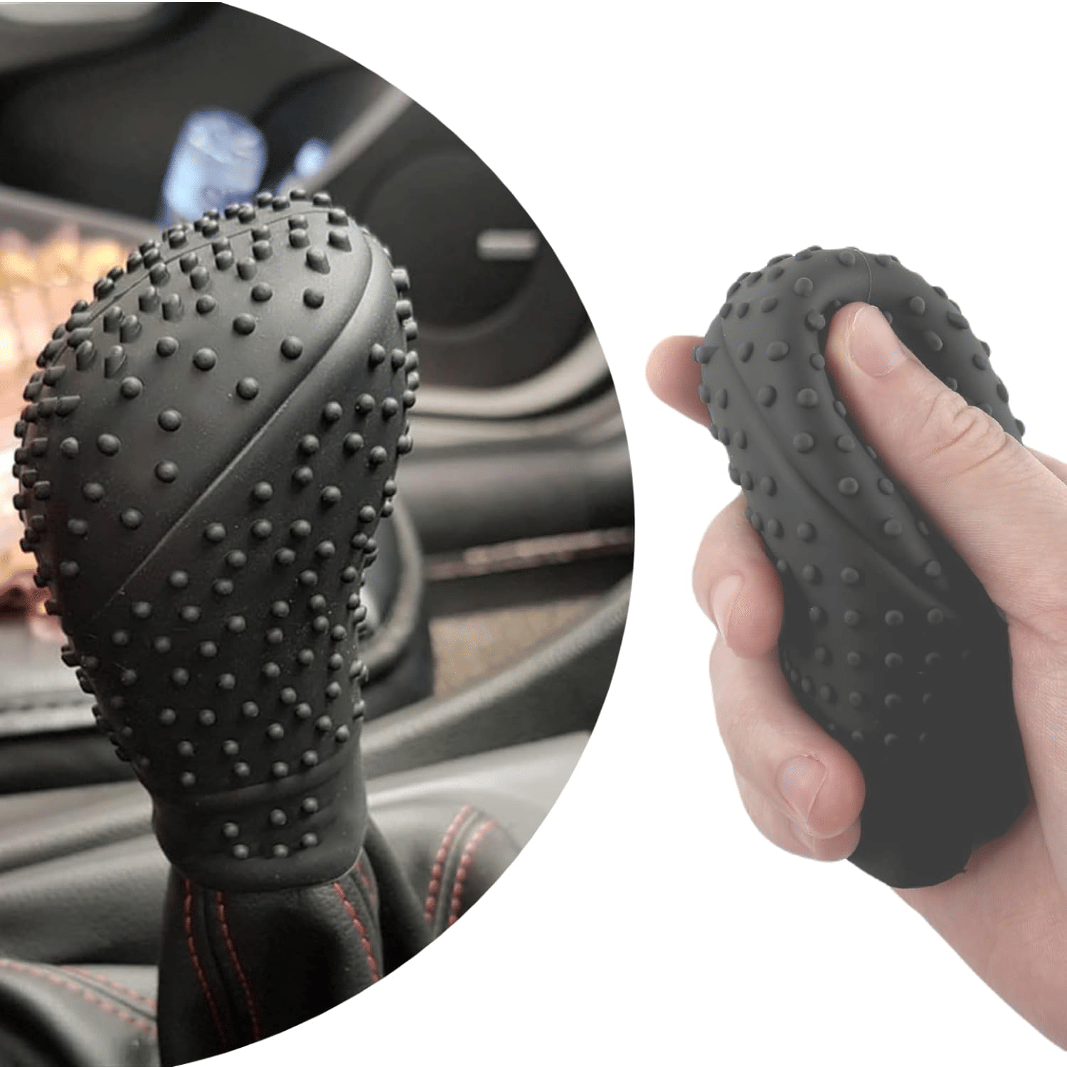 Aksmit Pack Of-1 Car Gear Knob Protector Silicone Gear Shifter Cover for Anti-Scratch Car Gear Knob Cover and Dust Proof Nonslip Gear Cover for Car Universal Fit Silicon Car Gear Knob Stylish- Hockey (Black)