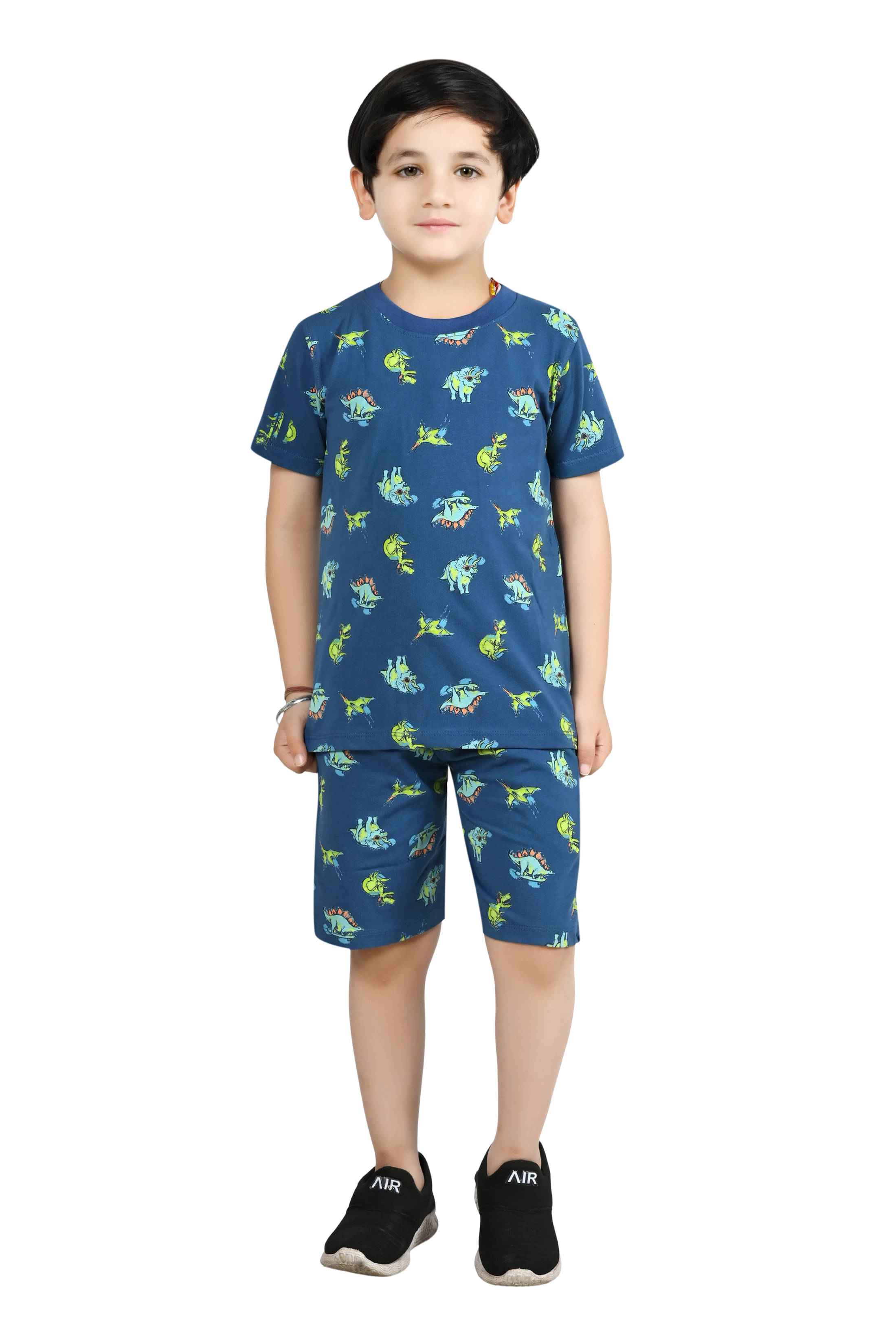 Arshia Fashions Pack of 1 Boys Cotton Blend T-Shirt & Shorts Set ( Blue ) Arshia Fashions Pack of 1 Boys Cotton Blend T-Shirt & Shorts Set ( Blue )