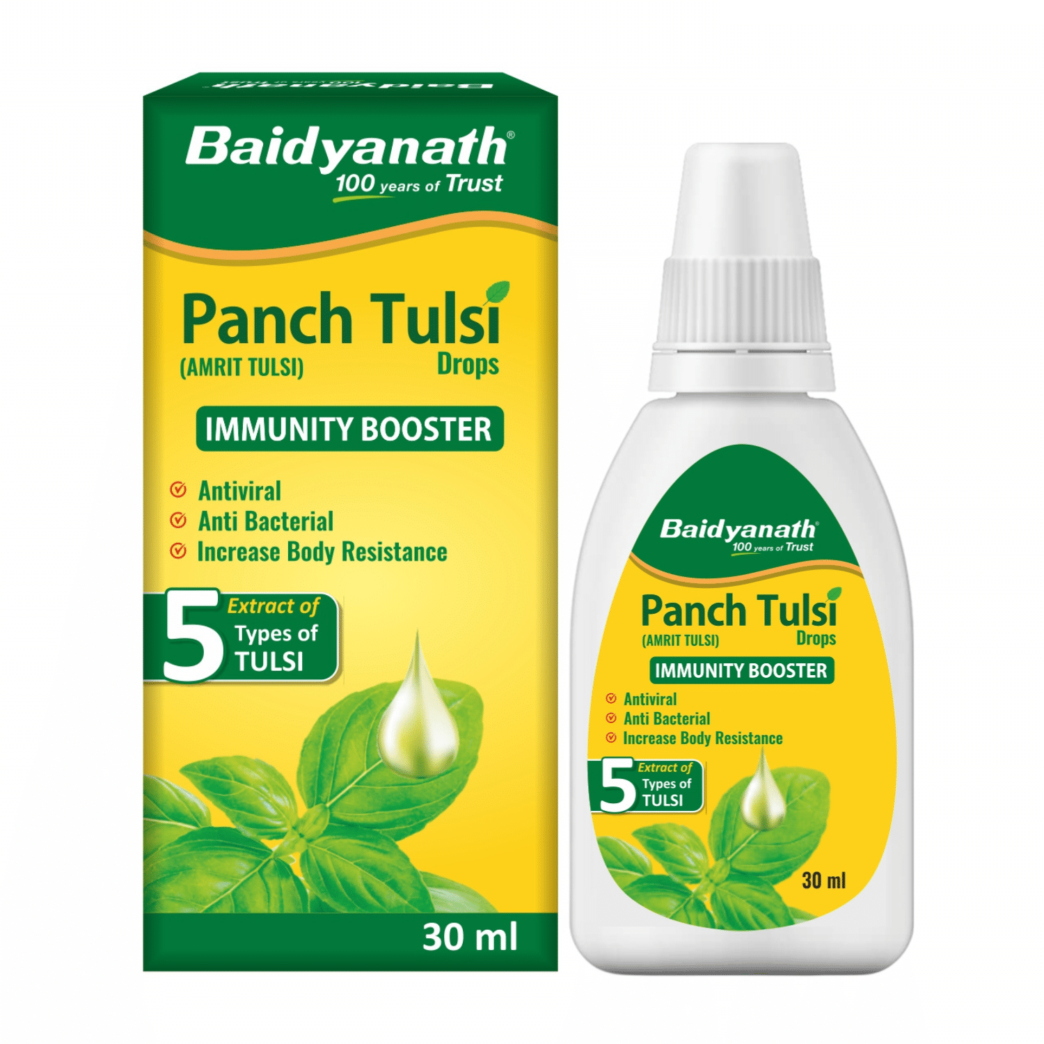 Baidyanath Panch (Amrit) Tulsi Drops Immunity Booster, Powerful Cough & Cold Relief Drops 30ml Baidyanath Panch (Amrit) Tulsi Drops Immunity Booster, Powerful Cough & Cold Relief Drops 30ml