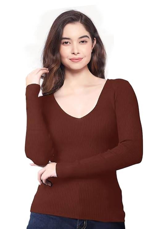     			Bebron Women's Cotton Linen Regular Top ( Brown )