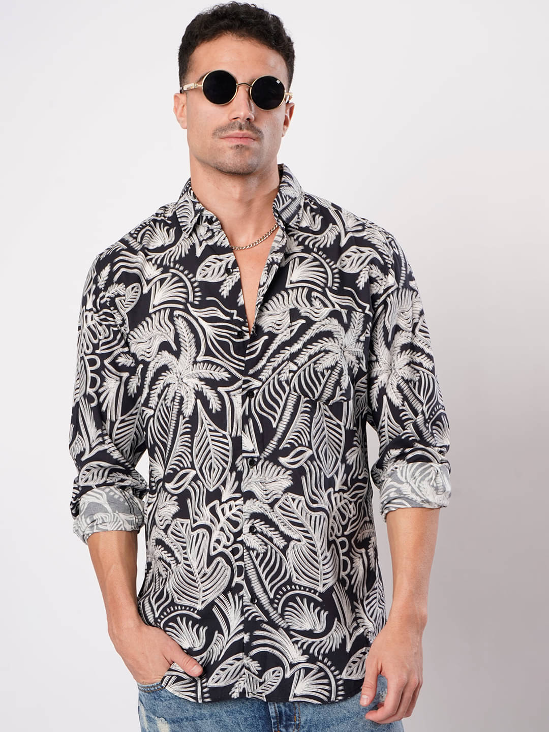     			Bene Kleed Rayon Slim Fit Printed Full Sleeves Men's Casual Shirt - Black ( Pack of 1 )