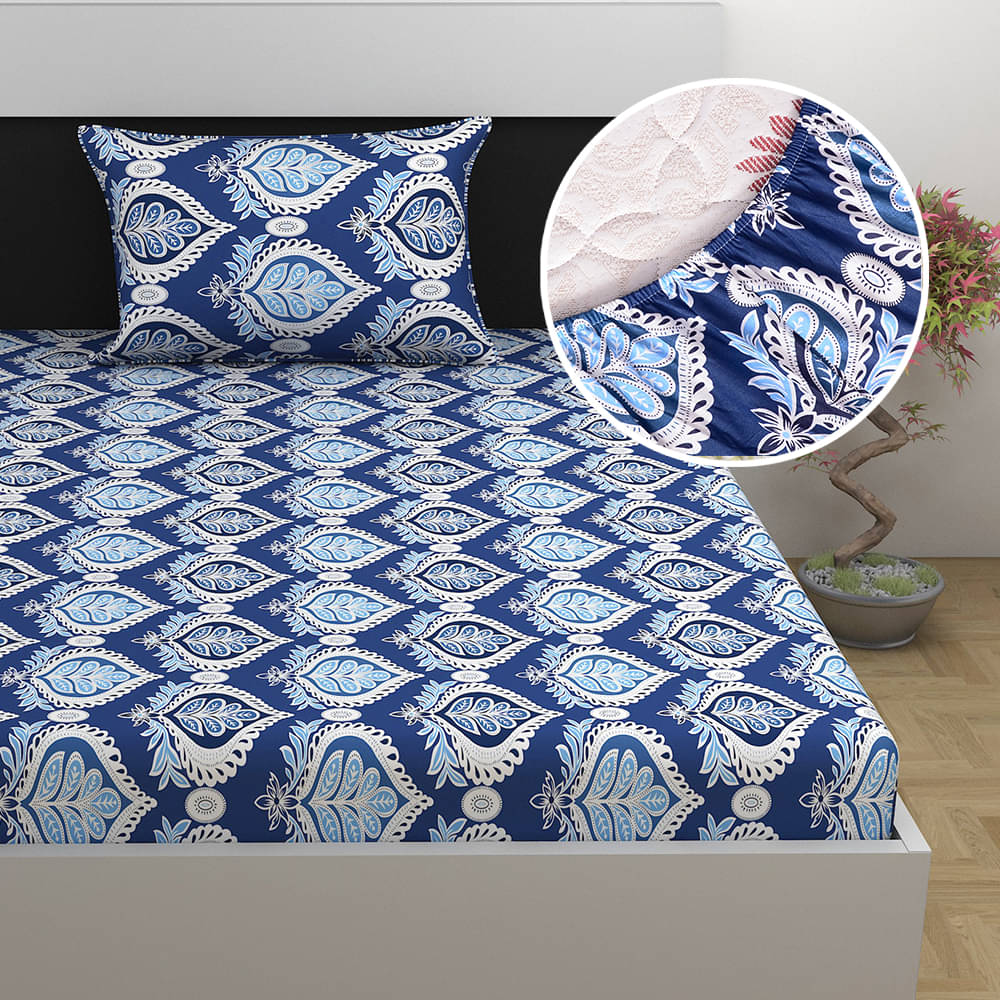     			DIVINE CASA Cotton Nature Fitted ( Single Bed ) - Navy Blue