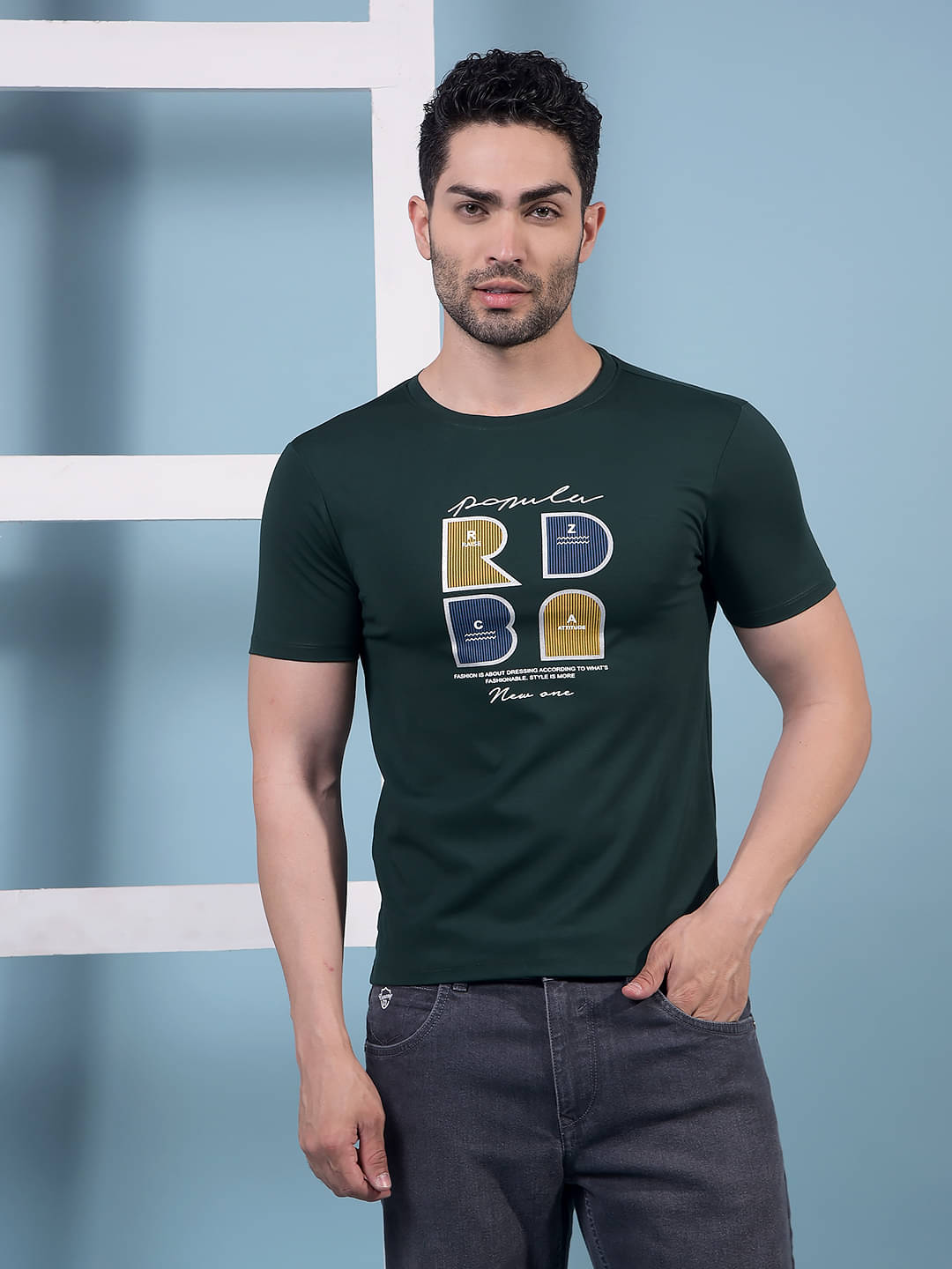 Dollar Men Cotton Blend Regular Fit Printed T-Shirt ( Dark Green ) Dollar Men Cotton Blend Regular Fit Printed T-Shirt ( Dark Green )