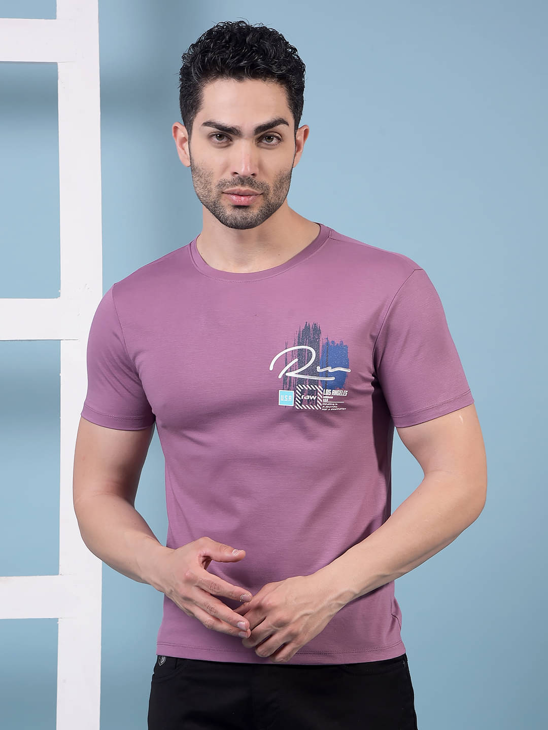     			Dollar Men Cotton Blend Regular Fit Printed T-Shirt ( Purple )